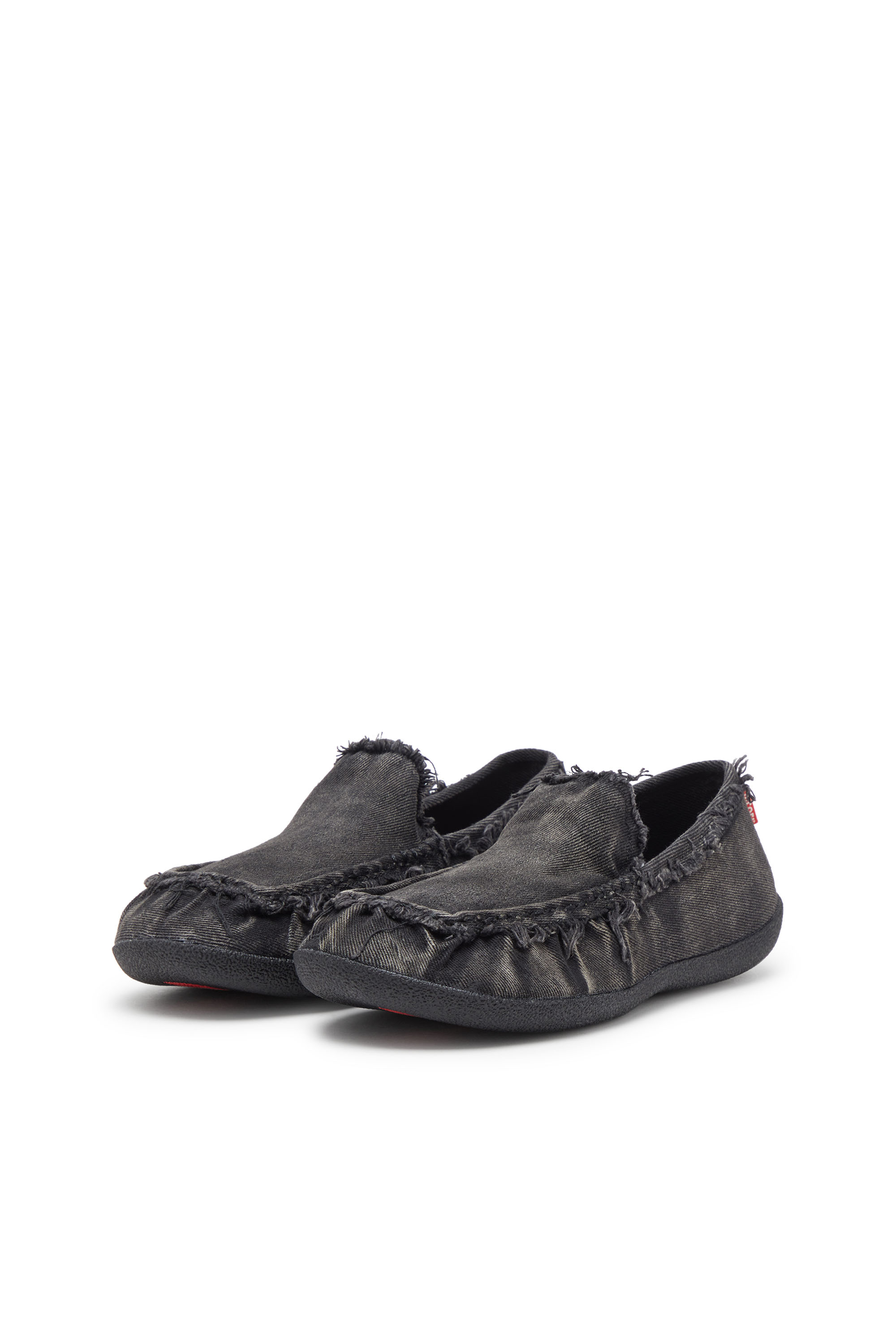 Diesel - D-SHOCK MOC, Man's D-Shock-Distressed denim loafers in Black - 9