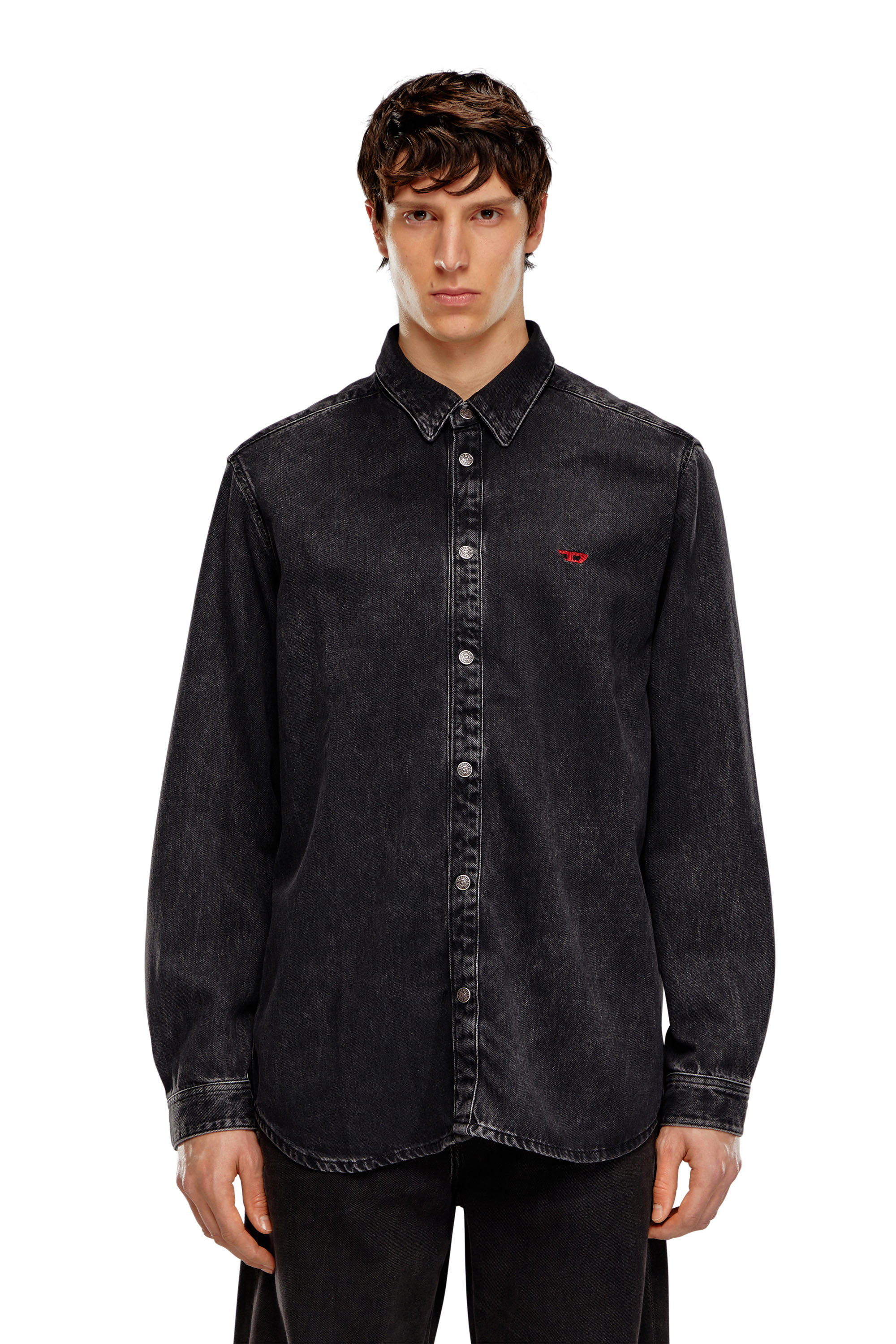 Diesel - D-SIMPLY, Man Shirt in Tencel denim in Black - Image 3