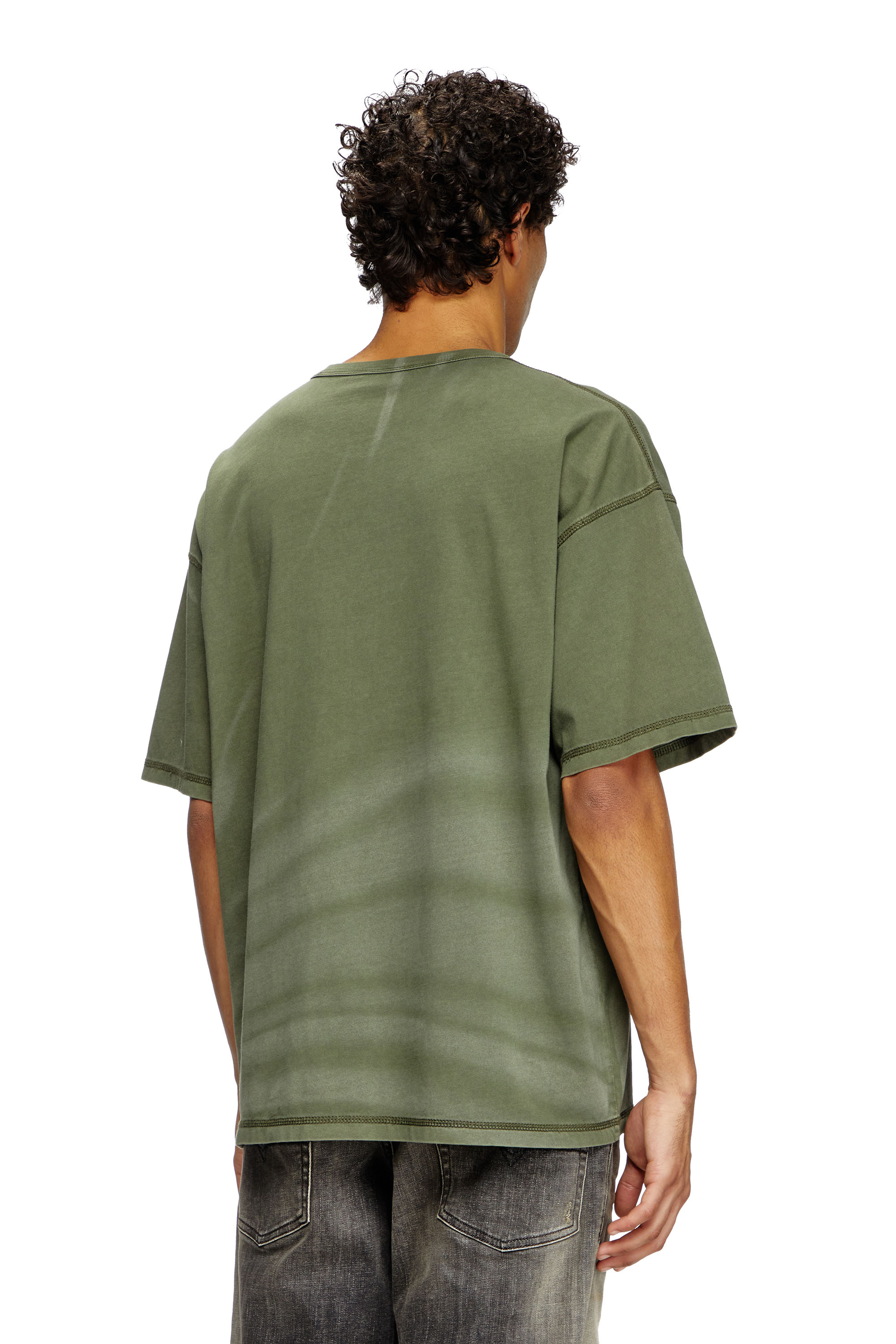 Diesel - T-ADJUST-R13, Man's Laser-faded logo T-shirt in Olive Green - 4