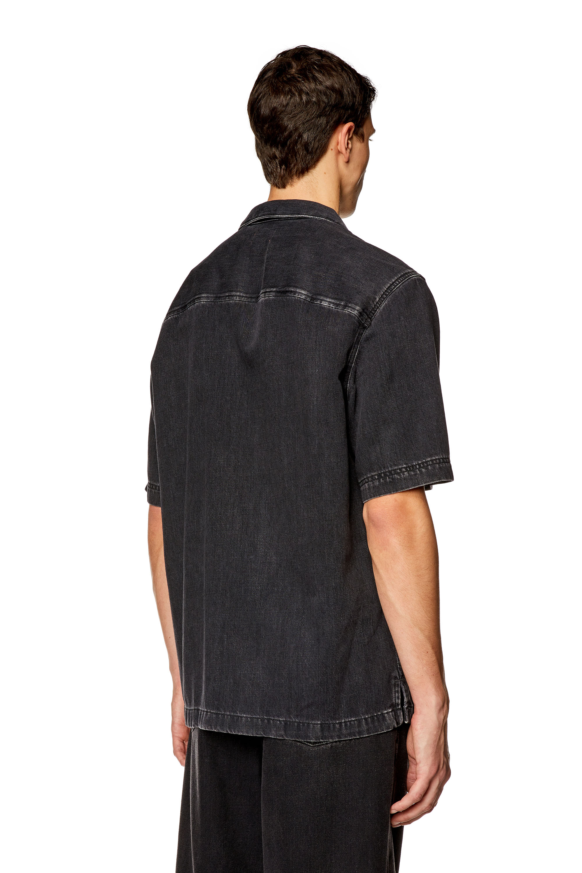 Diesel - D-PAROSHORT, Man Bowling shirt in Tencel denim in Black - Image 4