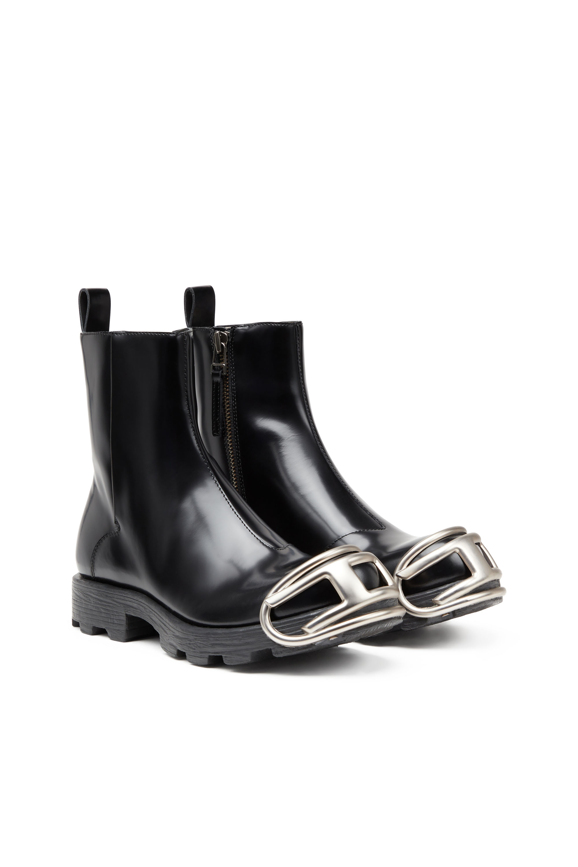 Diesel - D-HAMMER BT ZIP D, Man D-Hammer-Leather Chelsea boots with Oval D toe caps in Black - Image 2
