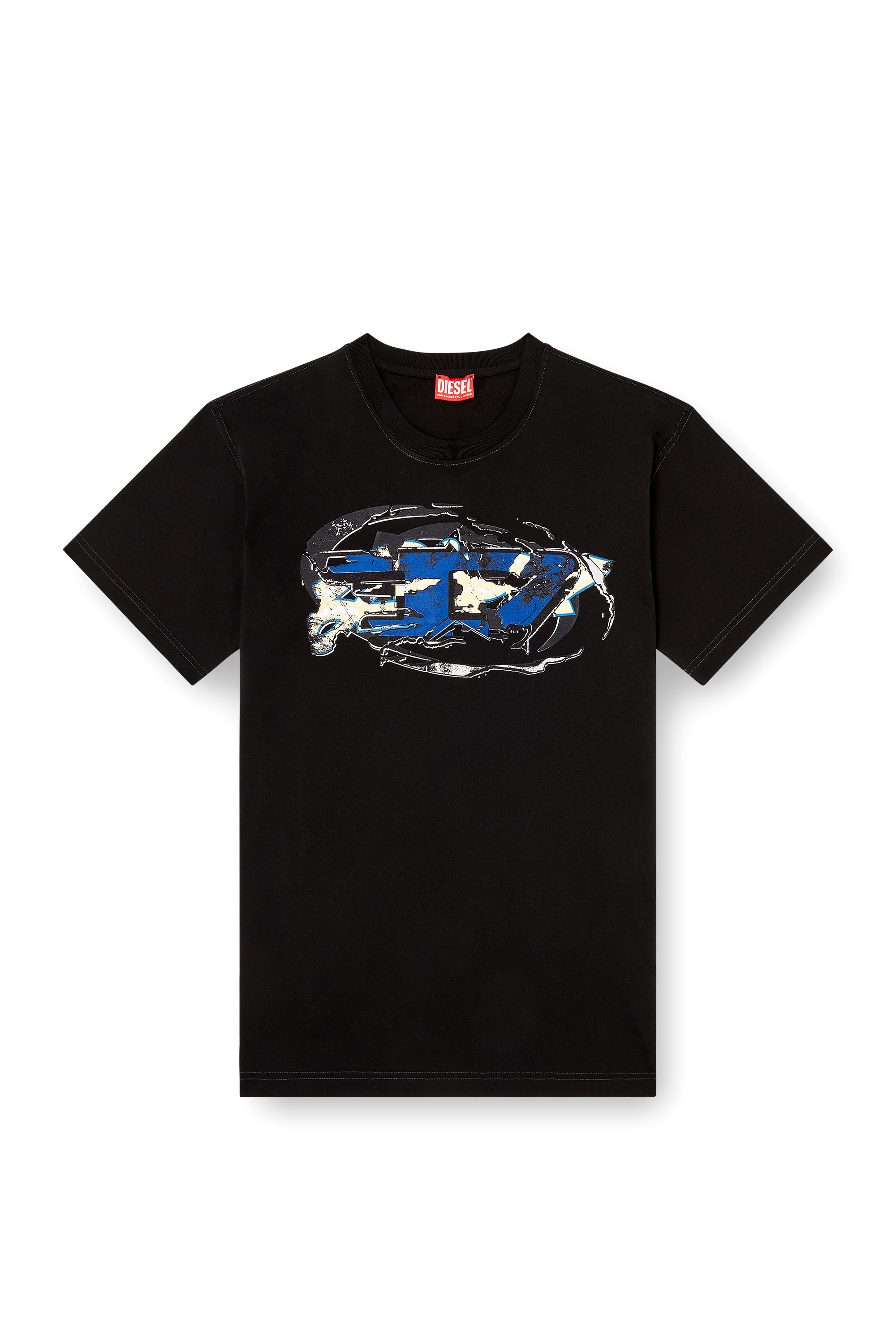 Diesel - T-NORM-T11, Man's T-shirt with Oval D logo in Black - 2
