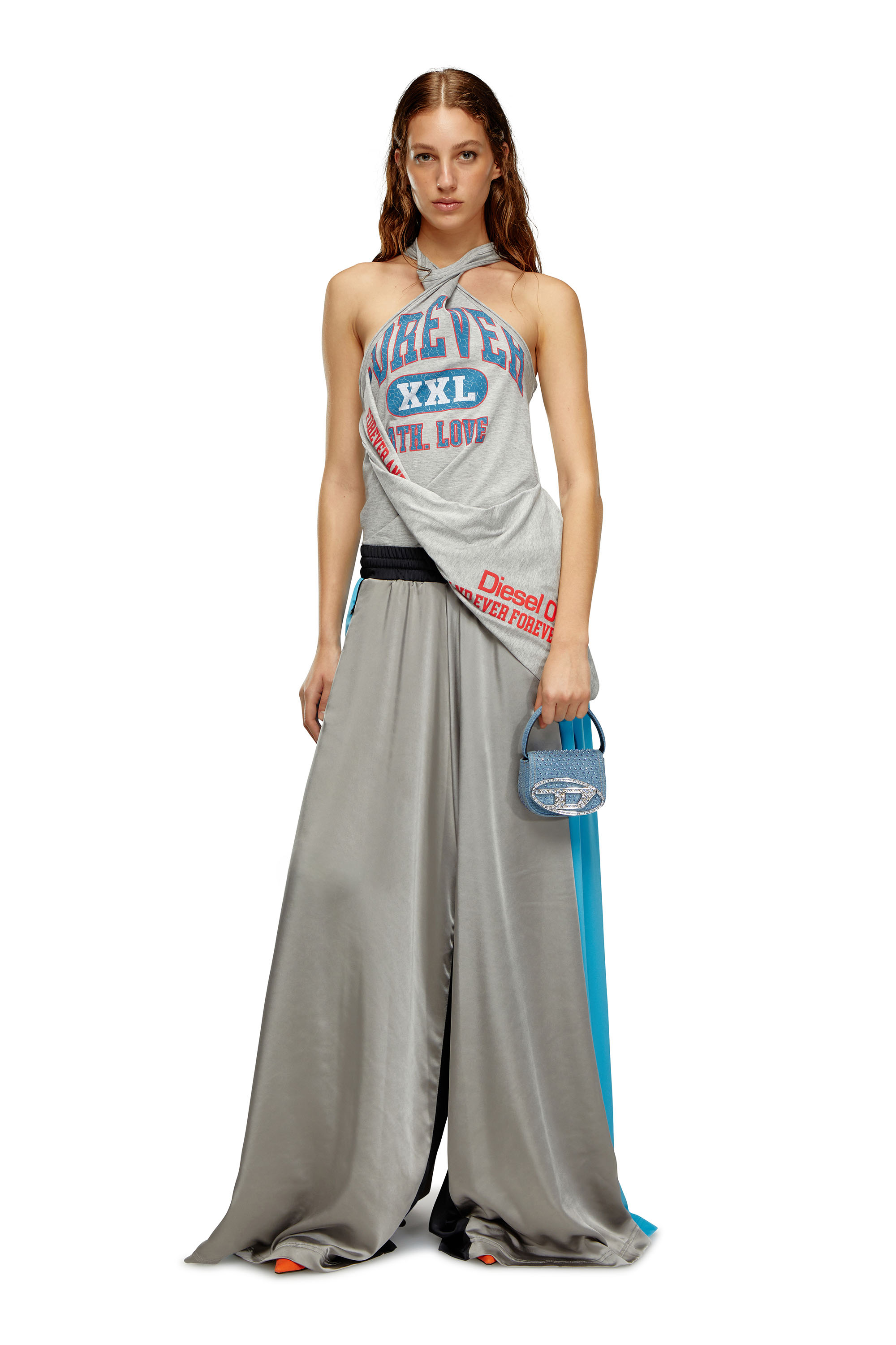 Diesel - P-WILD, Woman Palazzo pants in satin and double knit in Multicolor - Image 2
