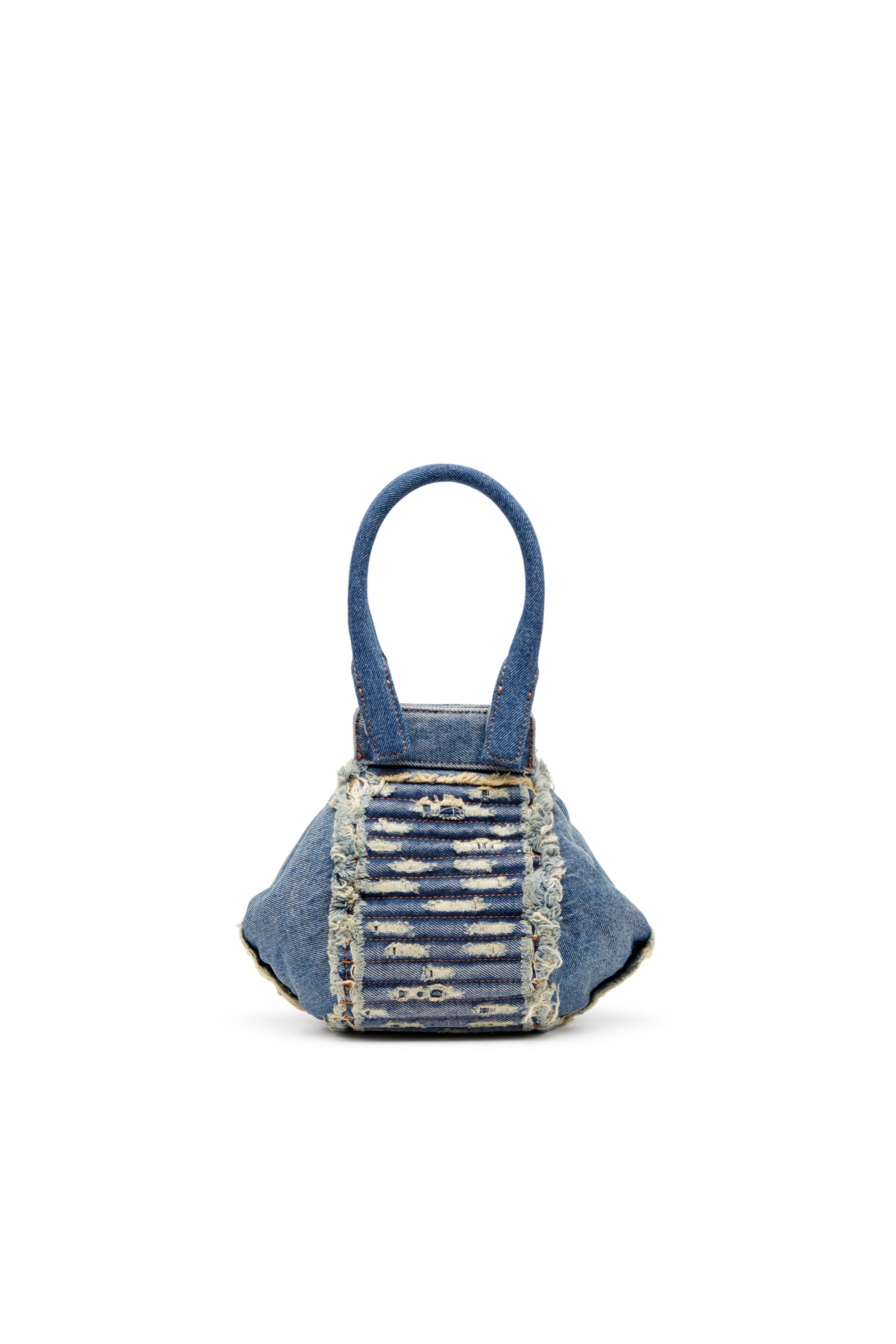 Diesel - D-VINA-XS, Woman's D-Vina-Xs-Handbag in distressed quilted denim in Blue - 2