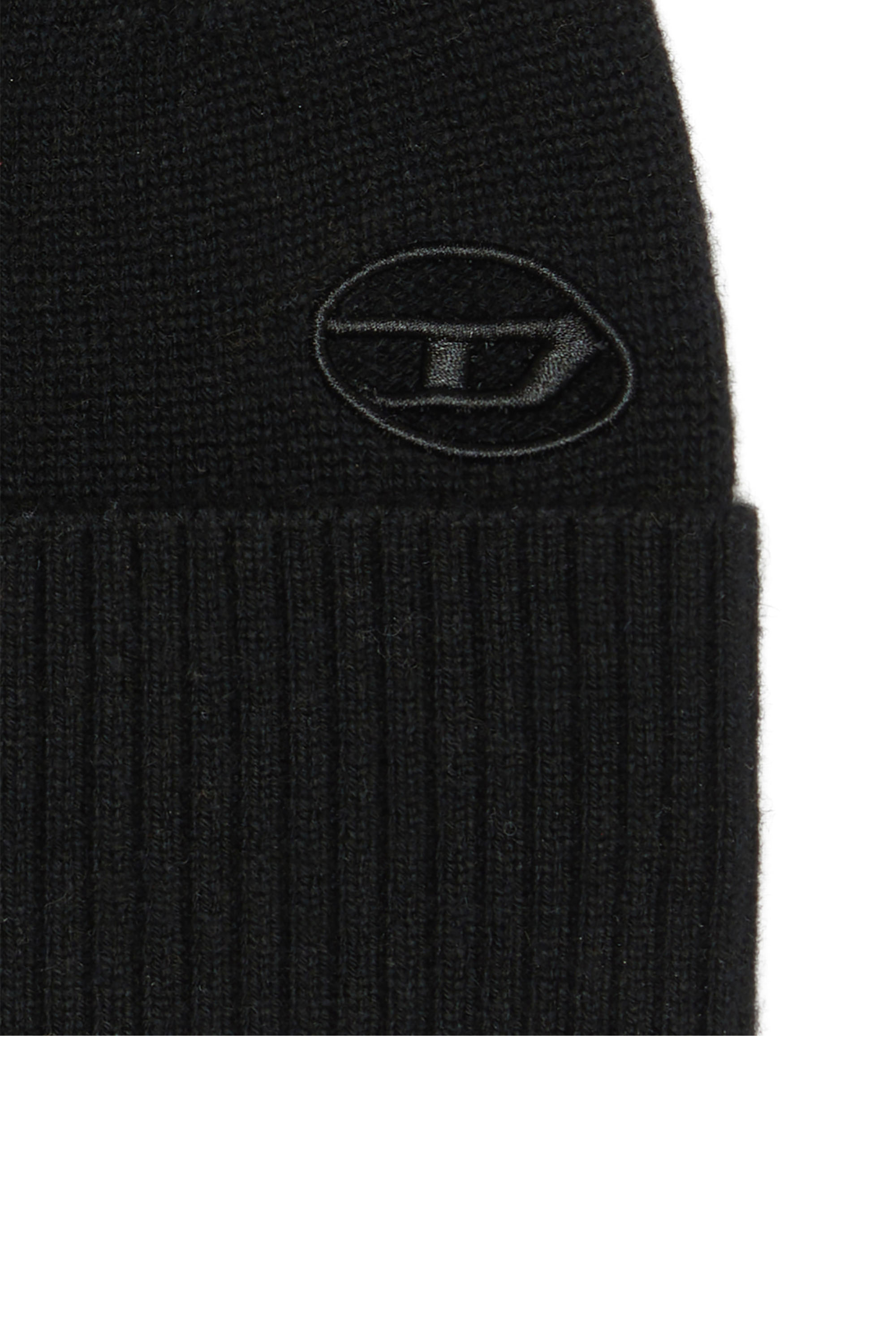 Diesel - K-REV, Unisex Beanie with embroidered Oval D patch in Black - Image 3