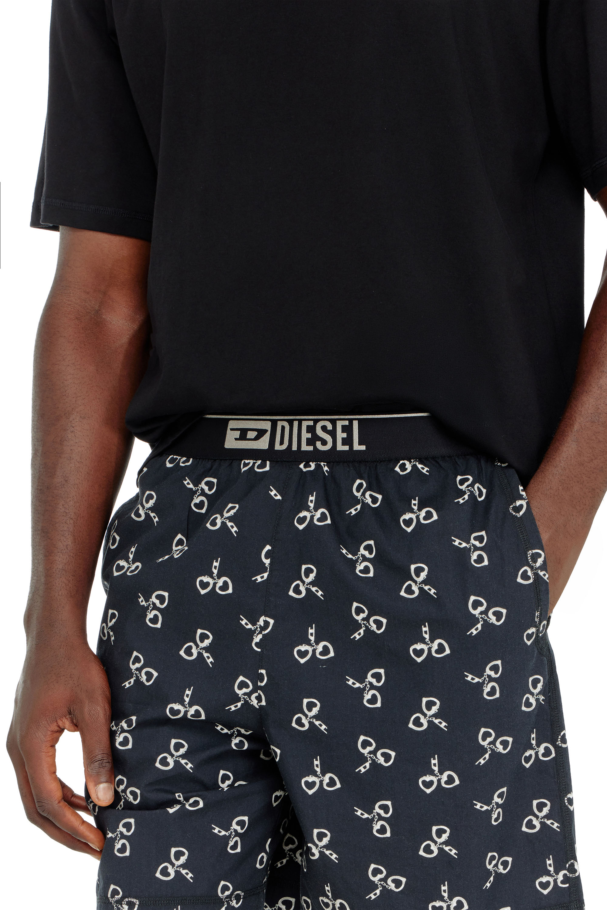 Diesel - KIT-JAMES-D-BOX, Man's Cotton pyjama set with handcuff print in Black/White - 4