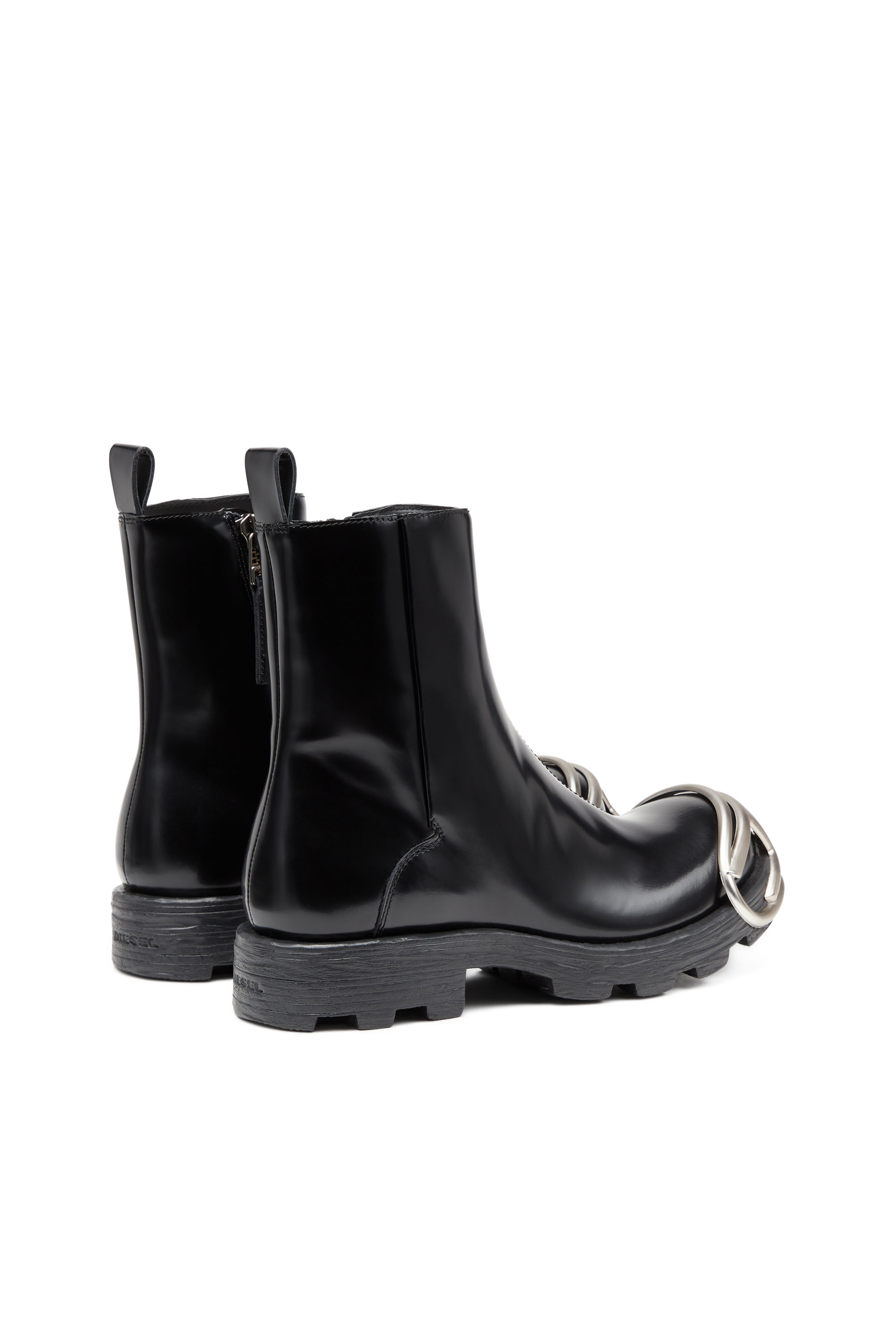Diesel - D-HAMMER BT ZIP D, Man D-Hammer-Leather Chelsea boots with Oval D toe caps in Black - Image 3