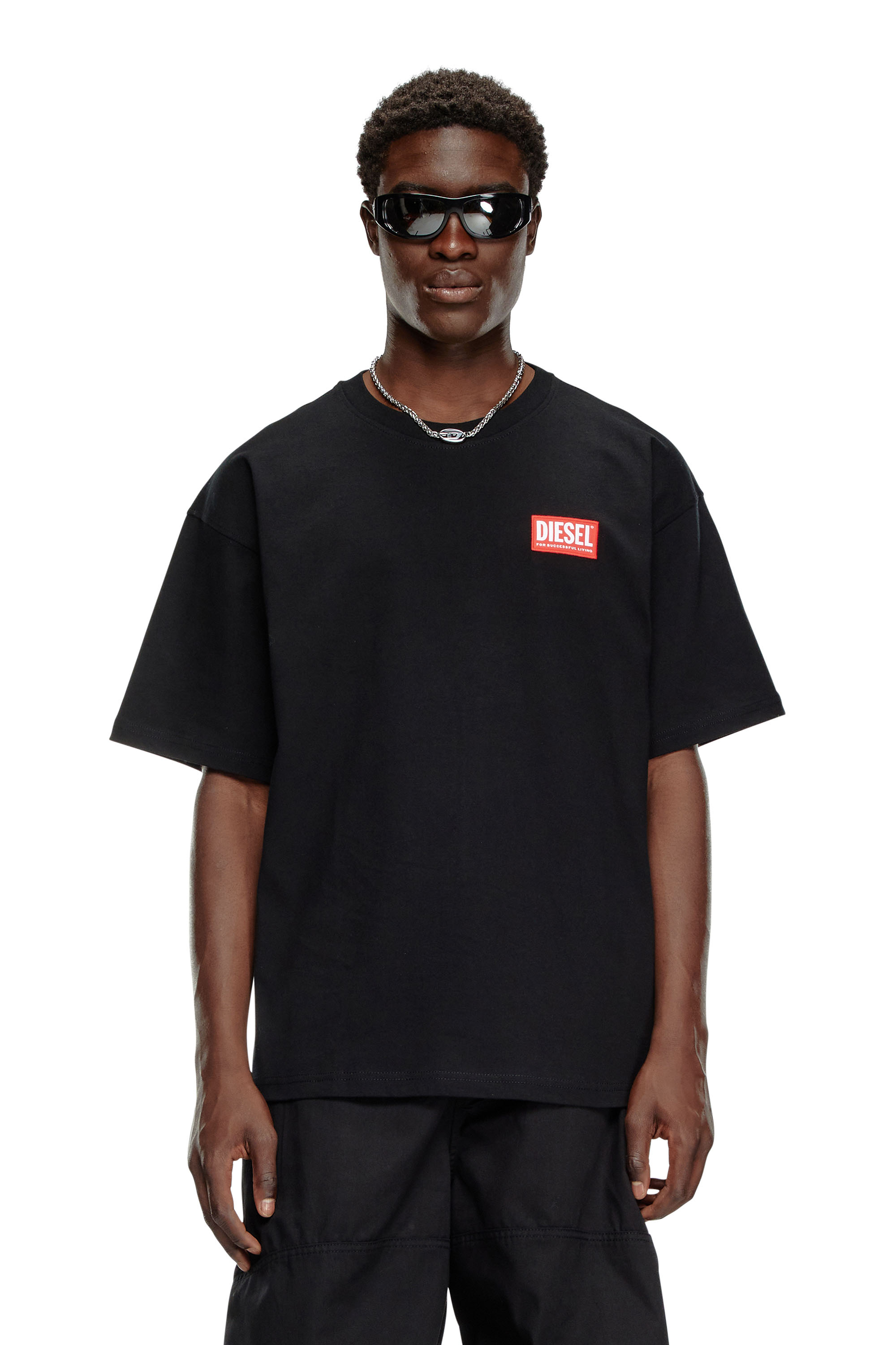 Diesel - T-BOXT-LAB, Man's T-shirt with jacquard logo patch in Black - 3