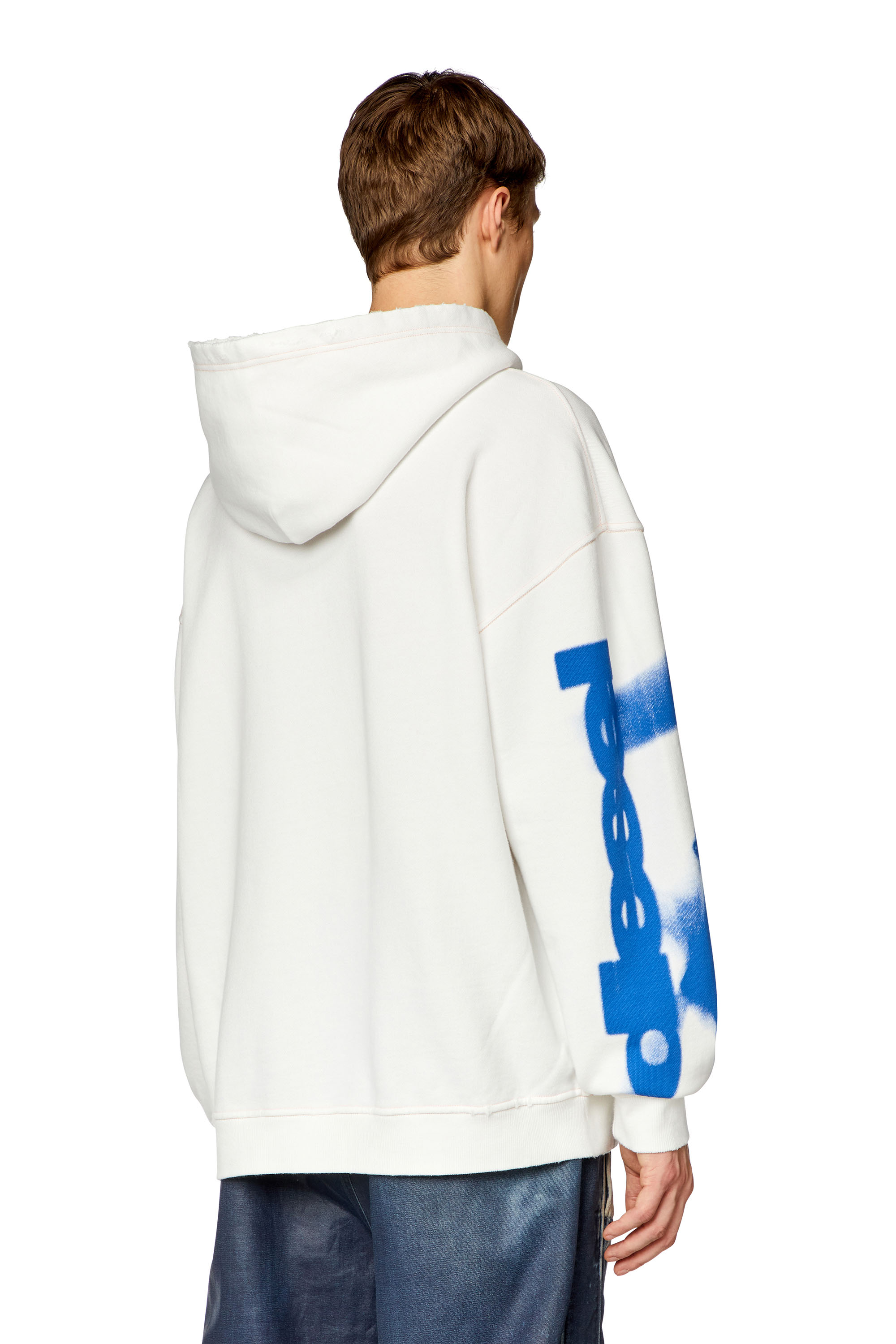 Diesel - S-BOXT-HOOD-N4, Man Distressed hoodie with smudgy print in White - Image 4