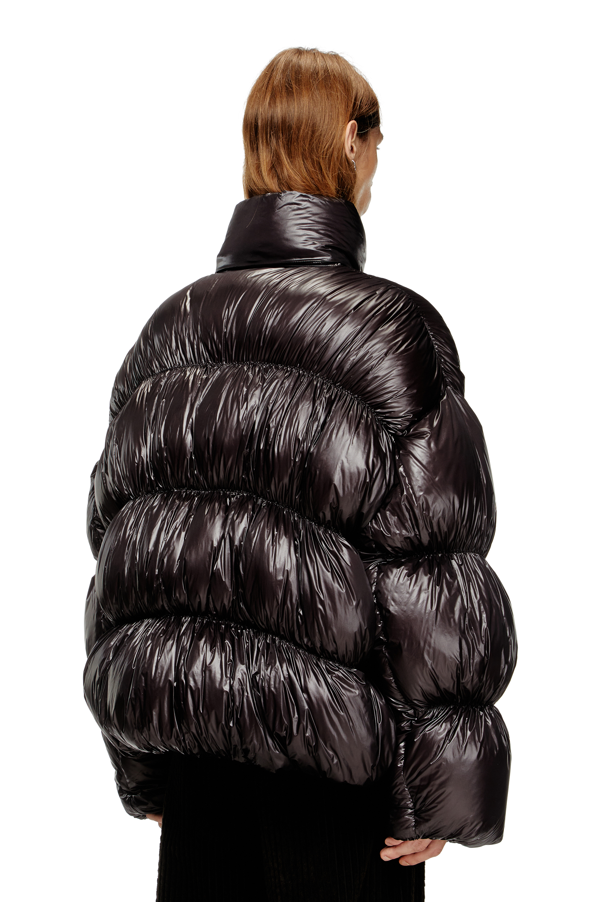 Diesel - W-CHOCO, Man's Hooded down jacket with bubble effect in Black - 4