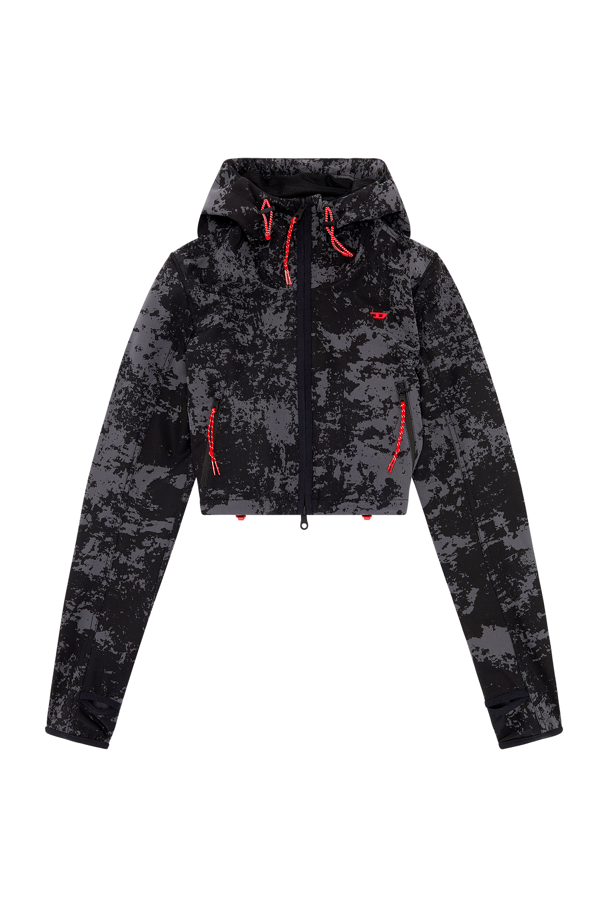 Diesel - AWWT-CYNTHIA-WT40, Woman Hooded cropped jacket with cloudy print in Black - Image 5