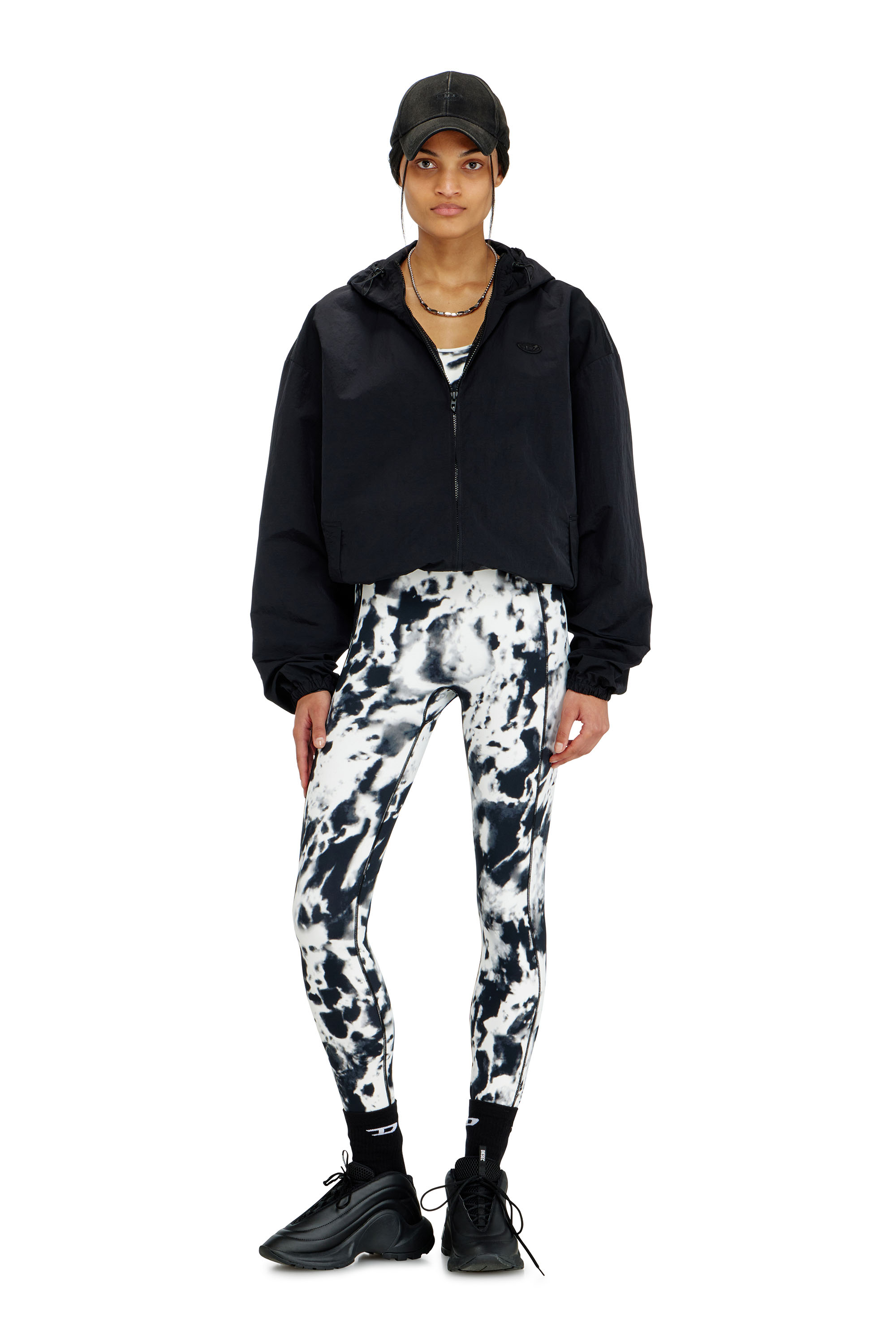 Diesel - ADELINE-D-POP, Woman's Leggings in printed microfibre in White/Black - 3