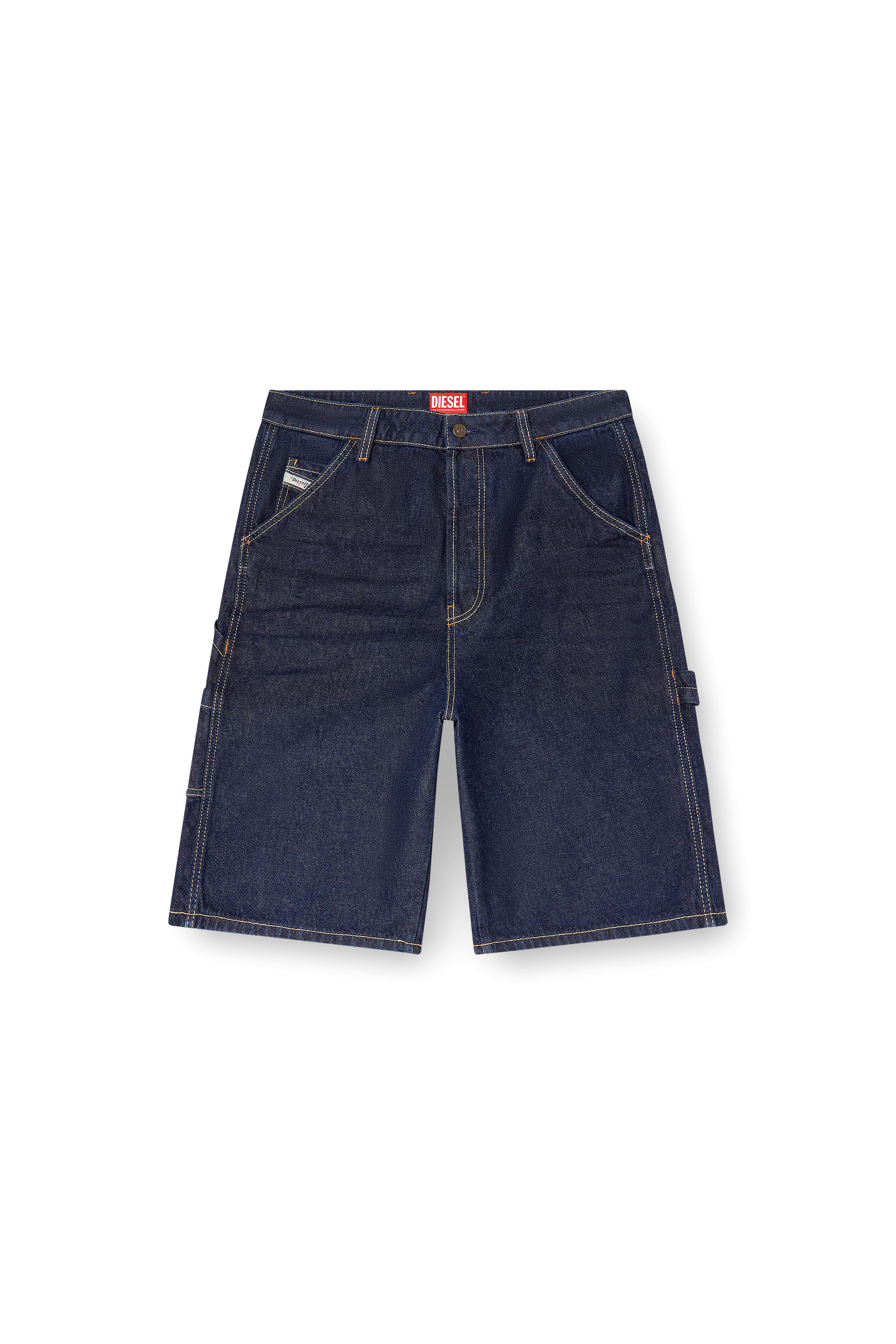 Diesel - D-LIVERY-SHORT, Man's Utility shorts in clean-wash denim in Dark Blue - 2