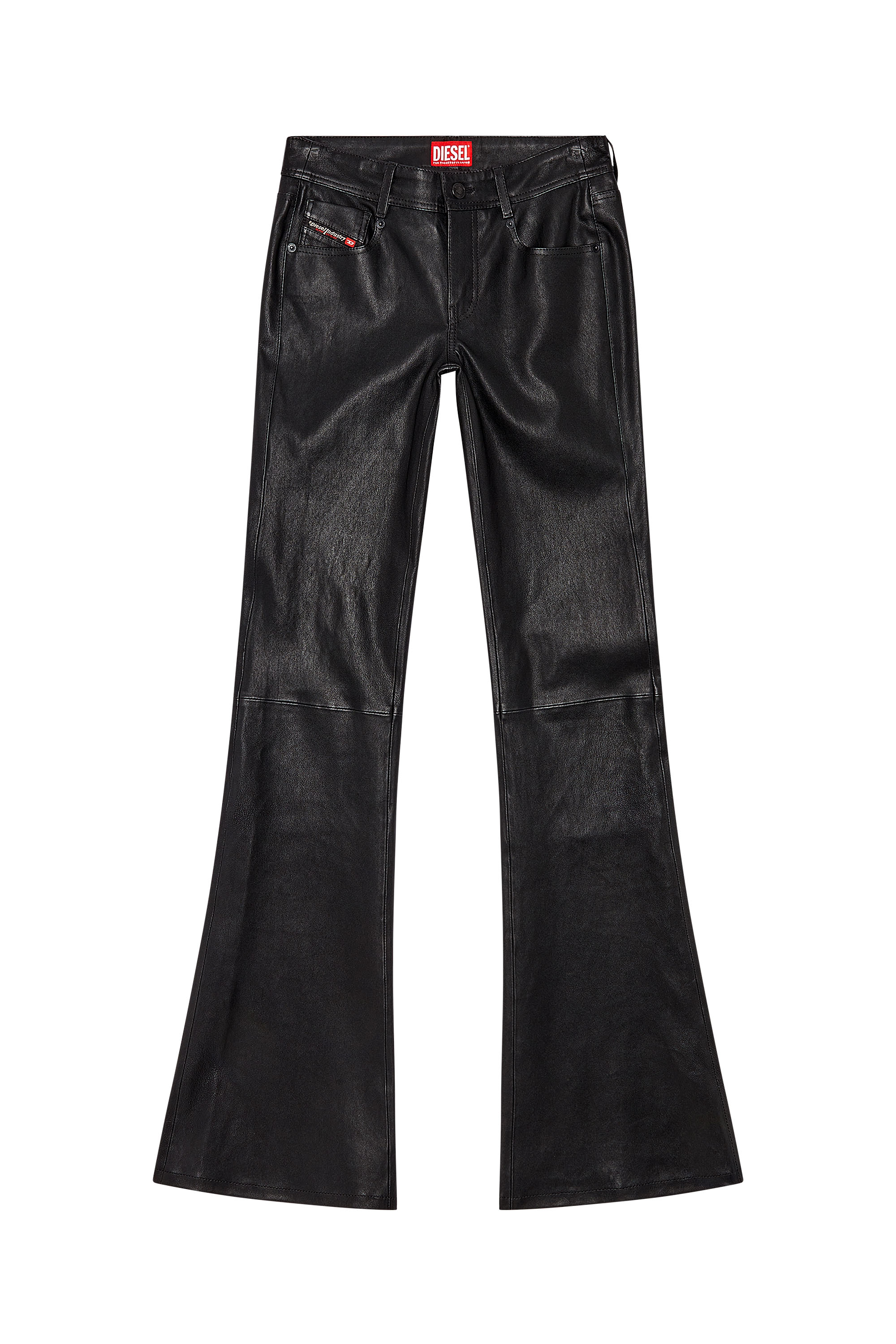 Diesel - L-STELLAR, Woman Bootcut pants in stretch leather in Black - Image 3