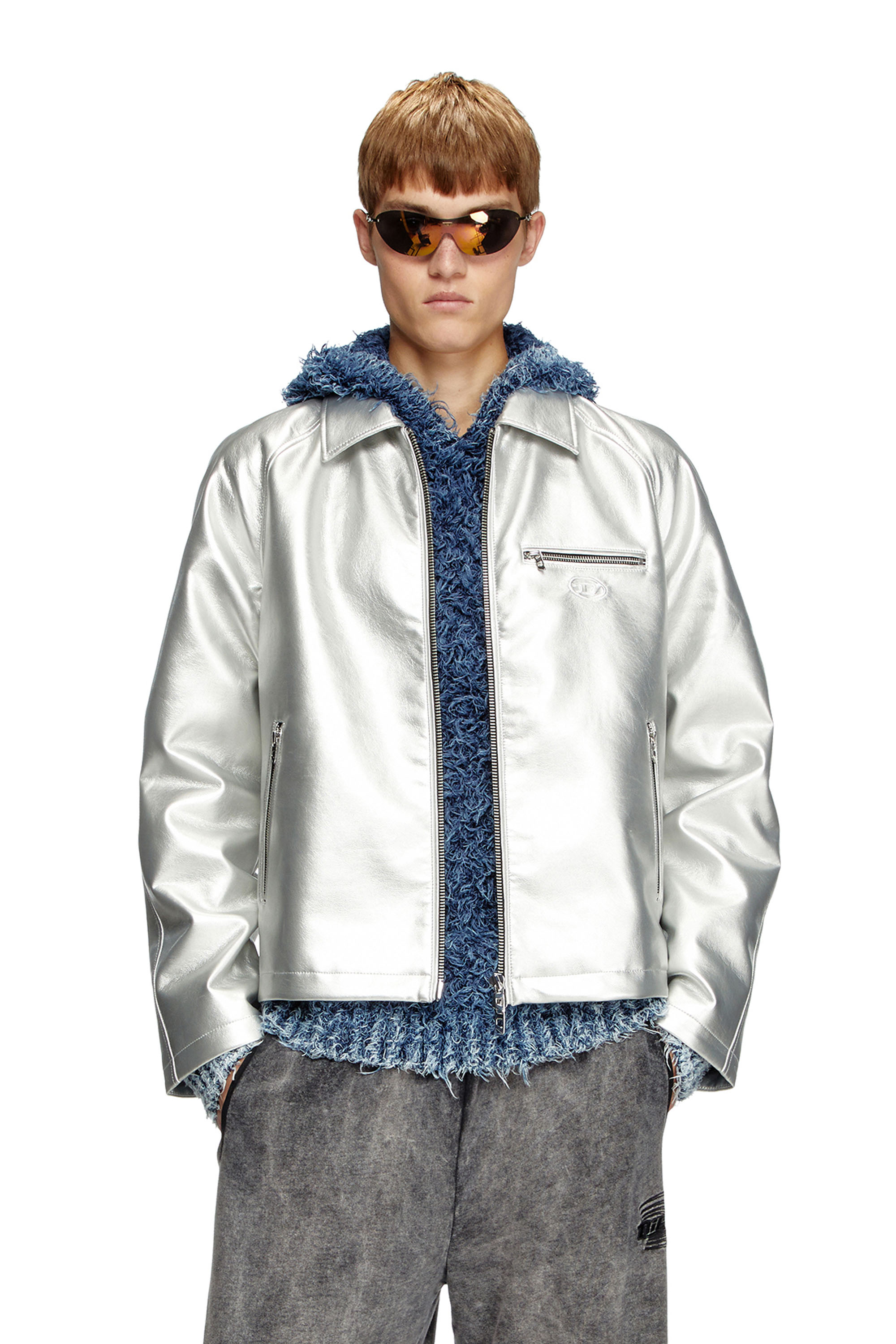 Diesel - J-THOME, Unisex's Metallic coach jacket in Silver - 2