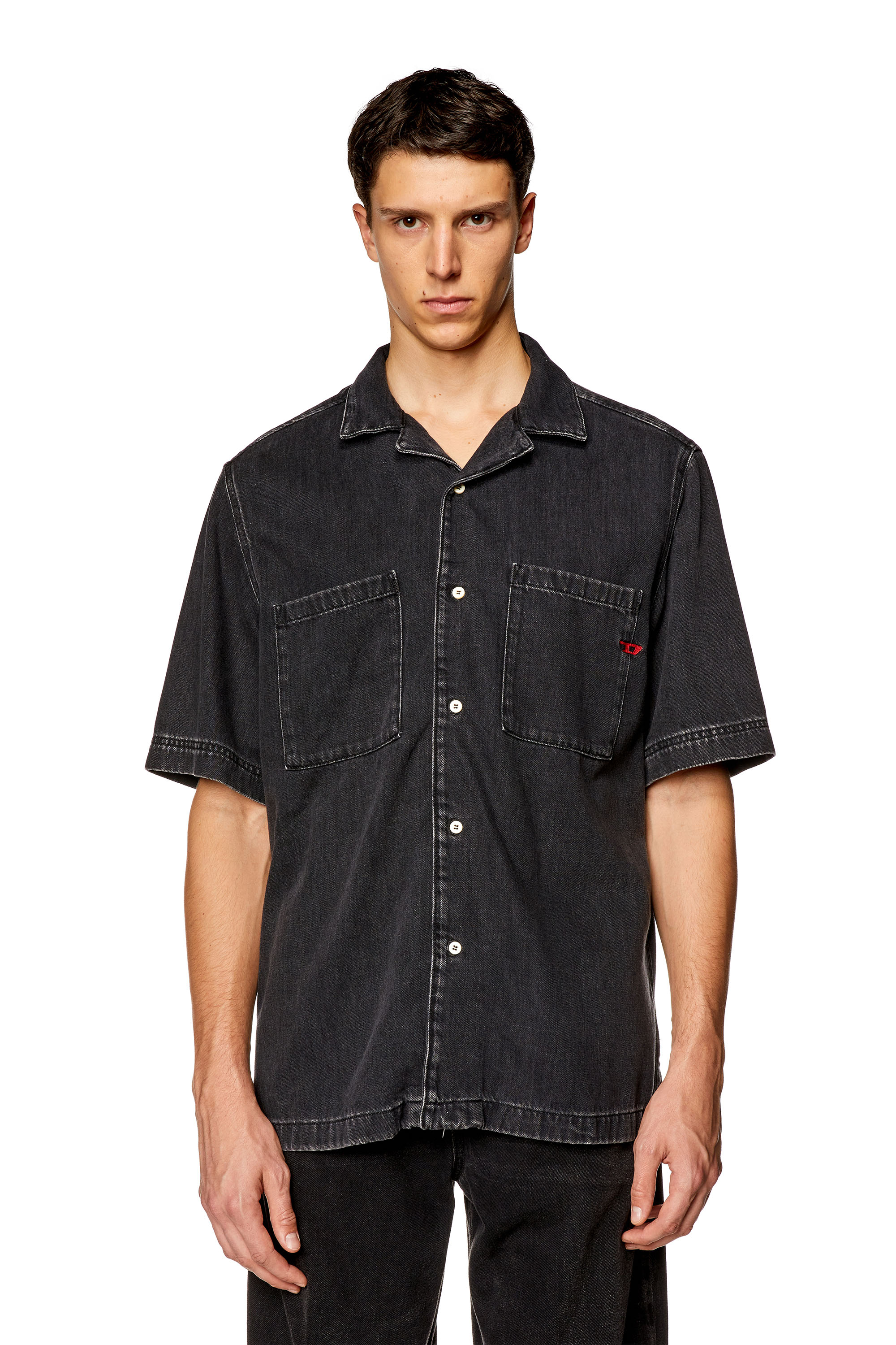 Diesel - D-PAROSHORT, Man Bowling shirt in Tencel denim in Black - Image 5