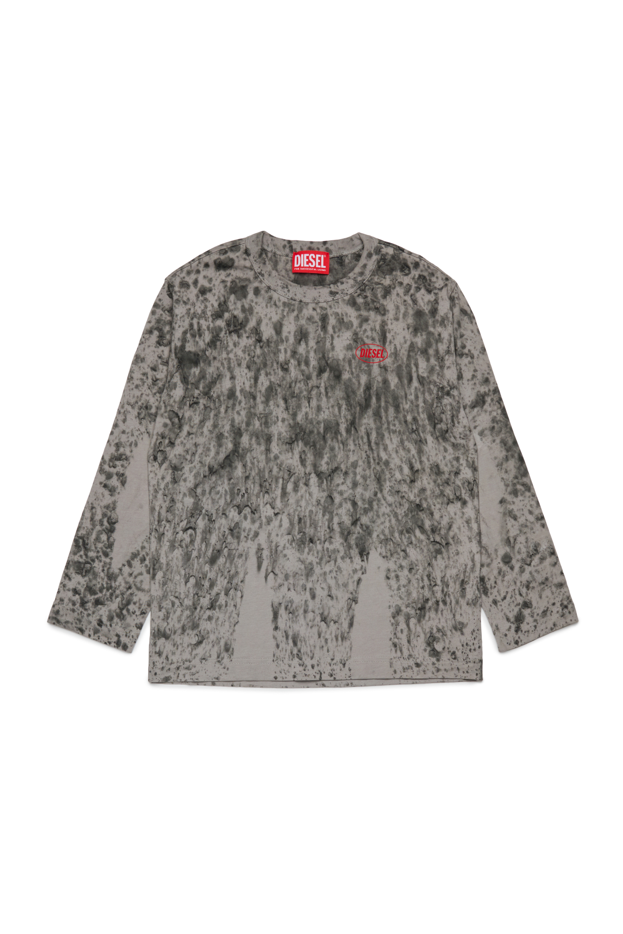 Diesel - TANCREDI OVER, Man's Cotton t-shirt with marbled effect in Dark grey - 1