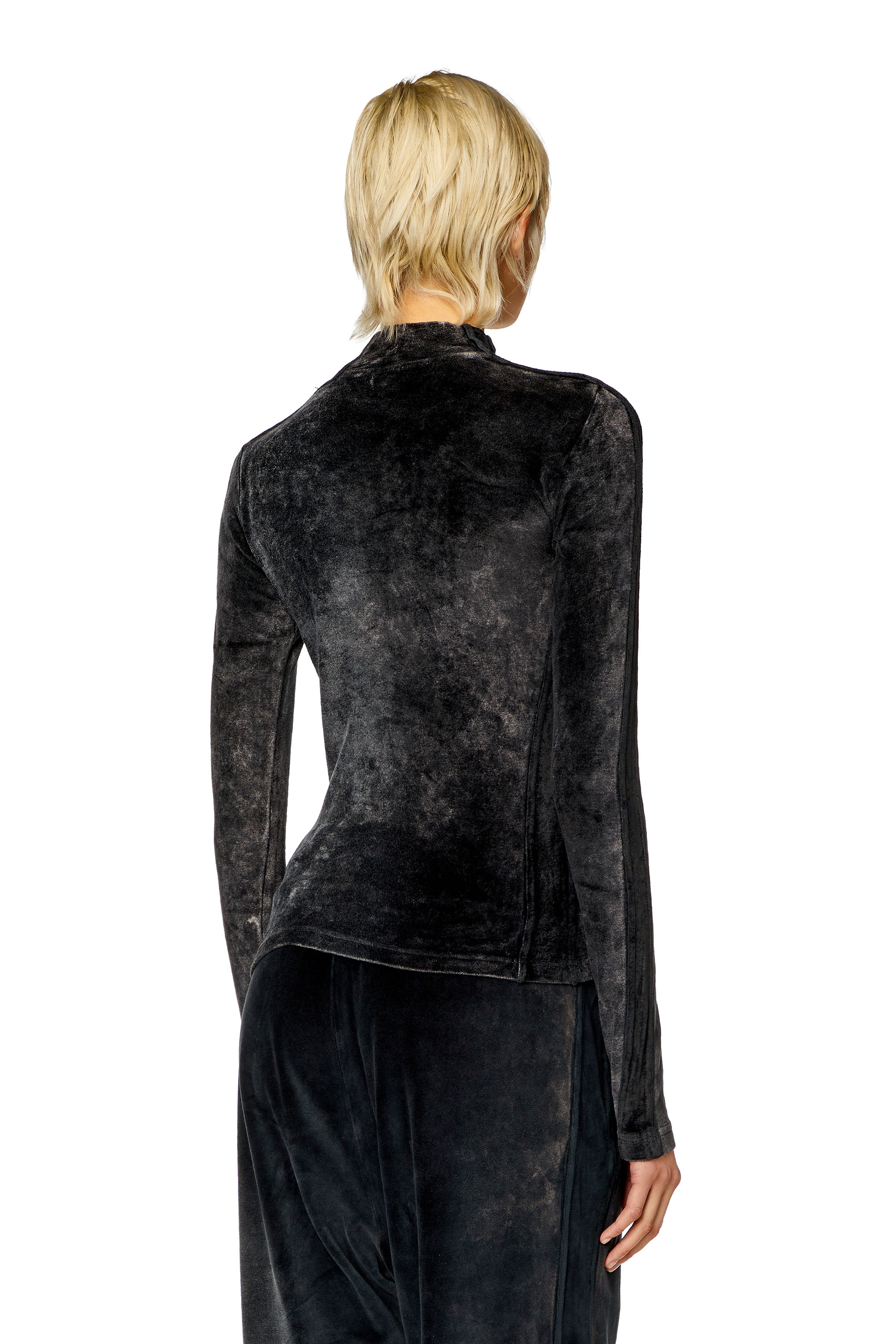 Diesel - T-SLIM-N1, Woman Mock-neck top in faded chenille in Black - Image 4