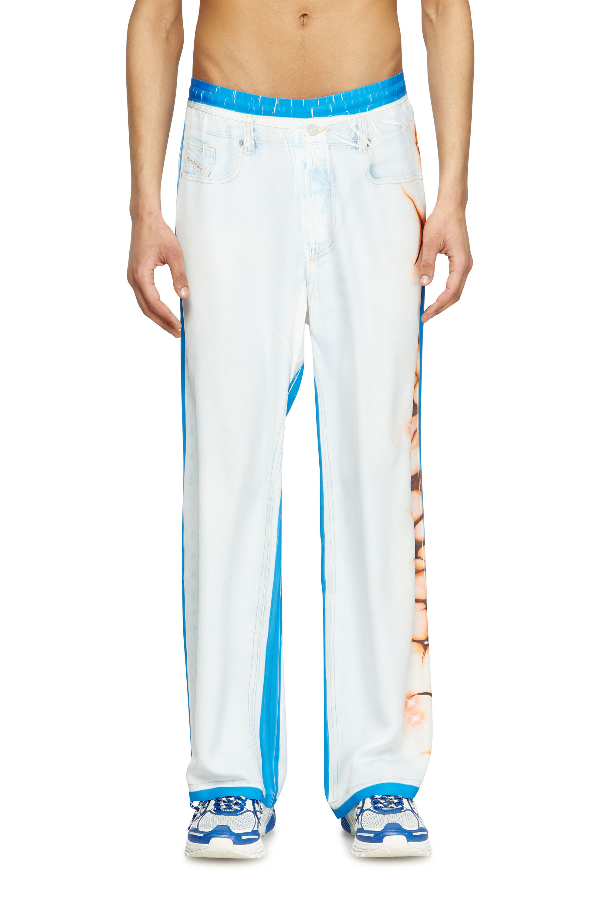 Diesel - P-AFTER-GRAFFITI-JAP, Unisex's Relaxed pant with graffiti print in Blue/White - 3