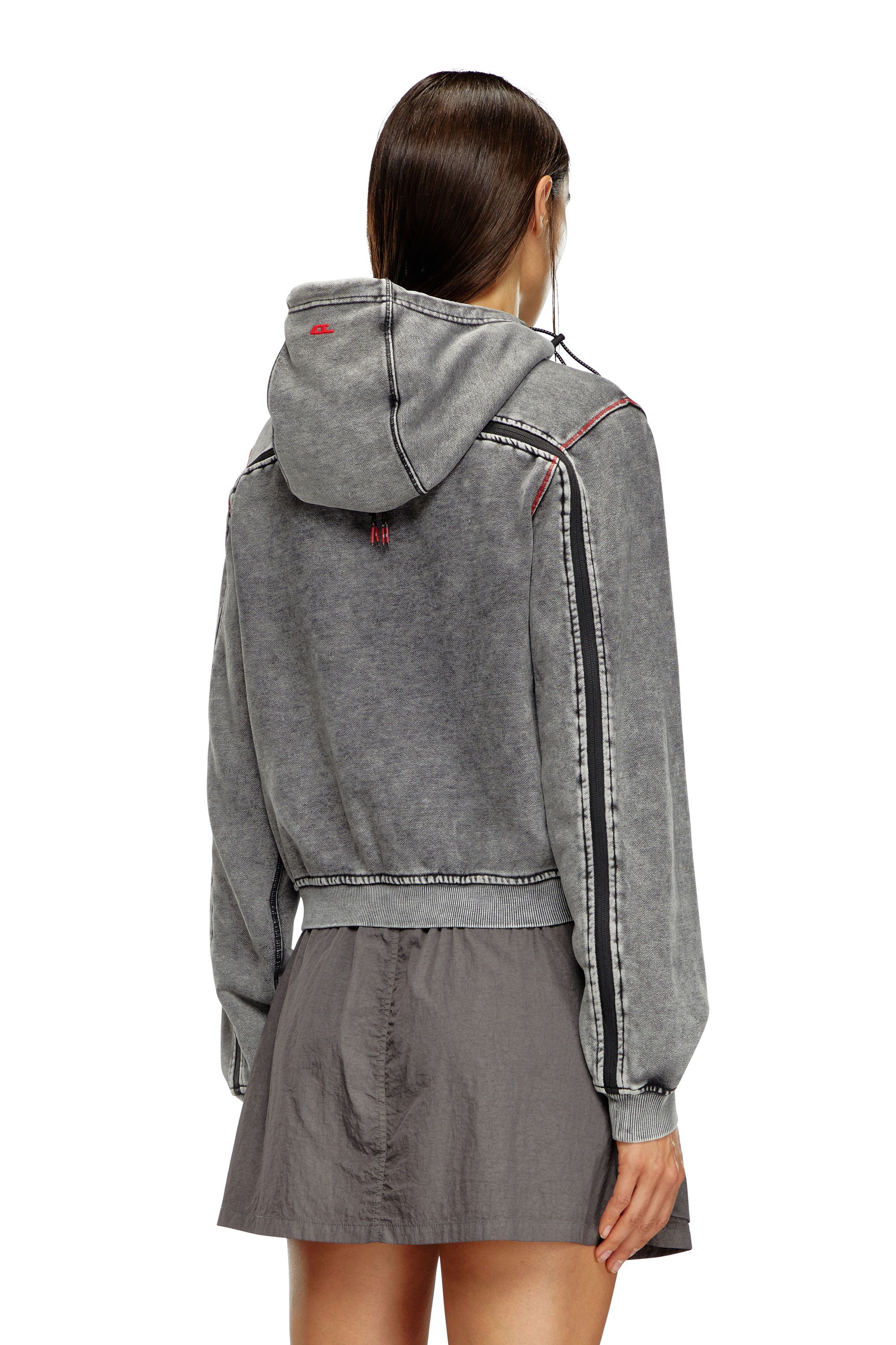 Diesel - AWST-ABIRA-HT44, Woman Faded hoodie with zip back in Grey - Image 4