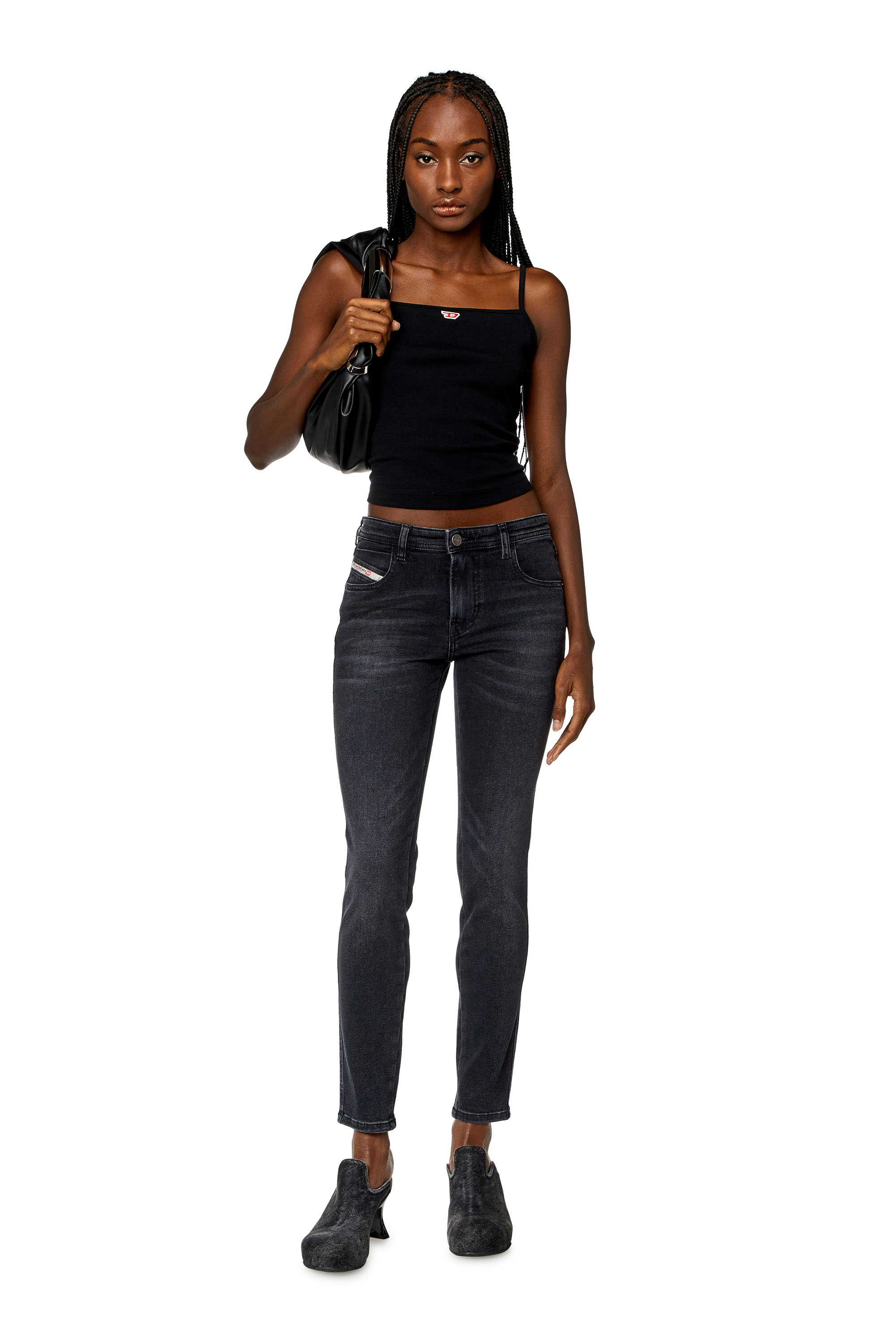 Diesel - Woman Skinny Jeans 2015 Babhila 0PFAS, Black/Dark grey - Image 2