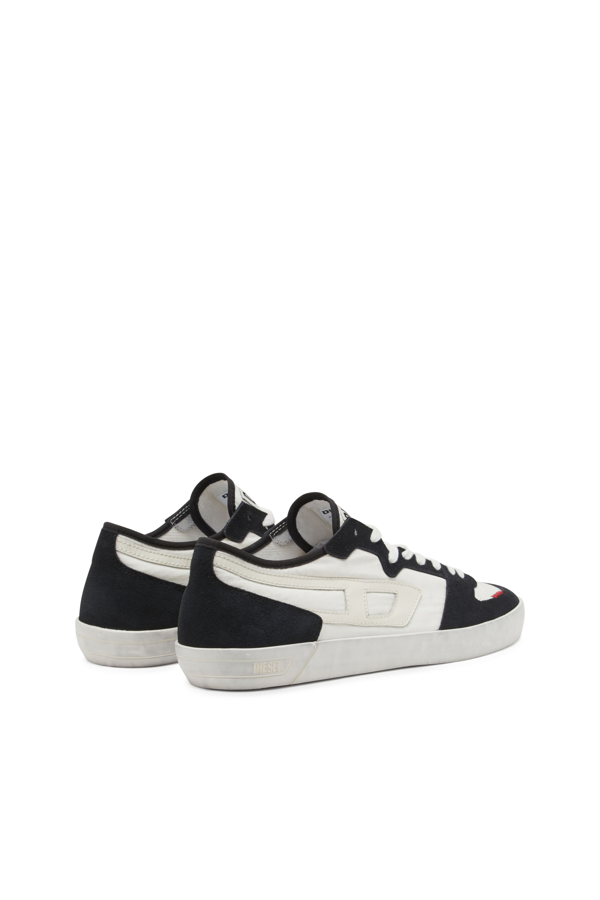 Diesel - S-LEROJI D-1 LOW, Man's Sneakers in padded ripstop and suede in Black/White - 3