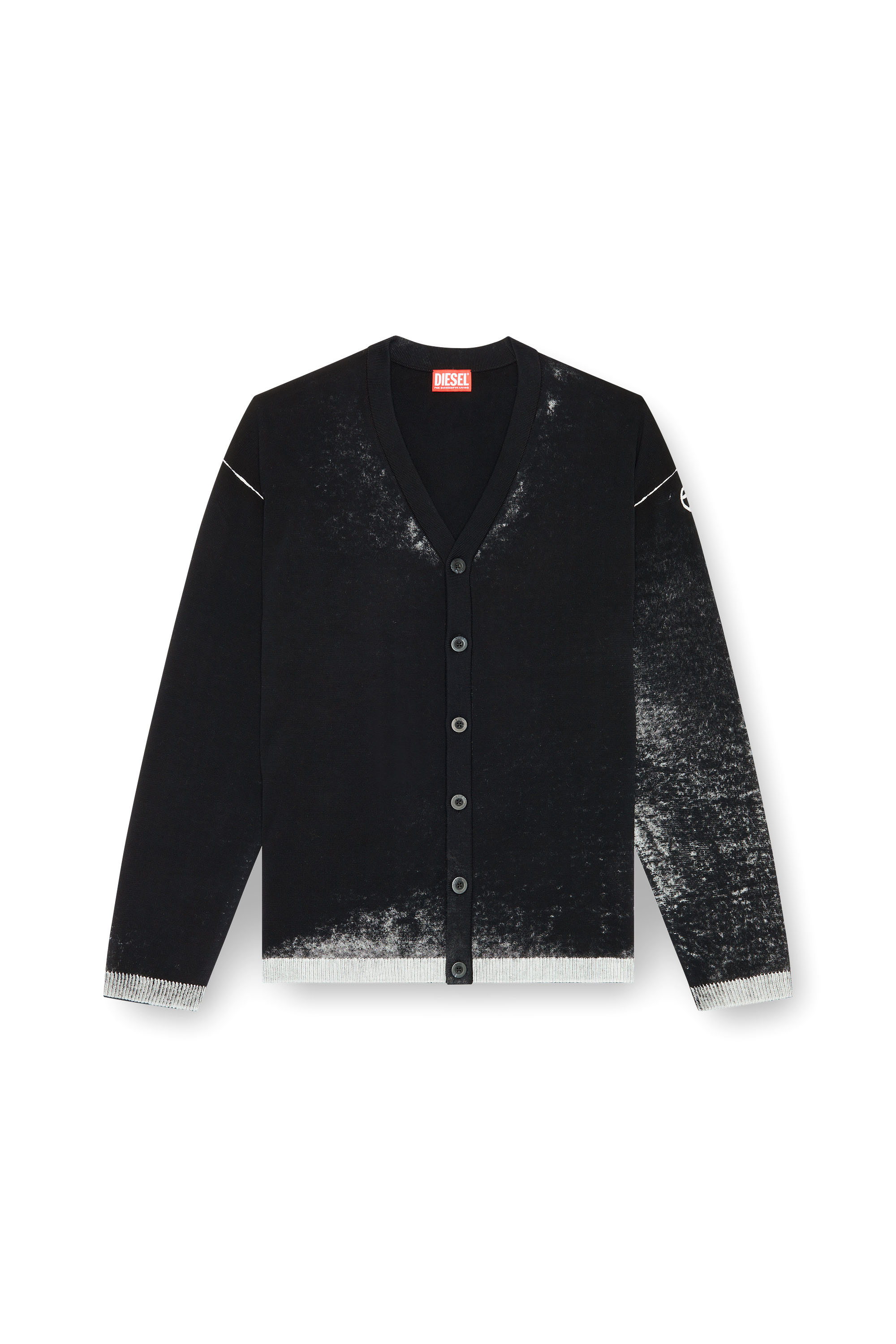Diesel - K-LARENCE-CARDIGAN-B, Man Reverse-print cotton cardigan in Black - Image 3