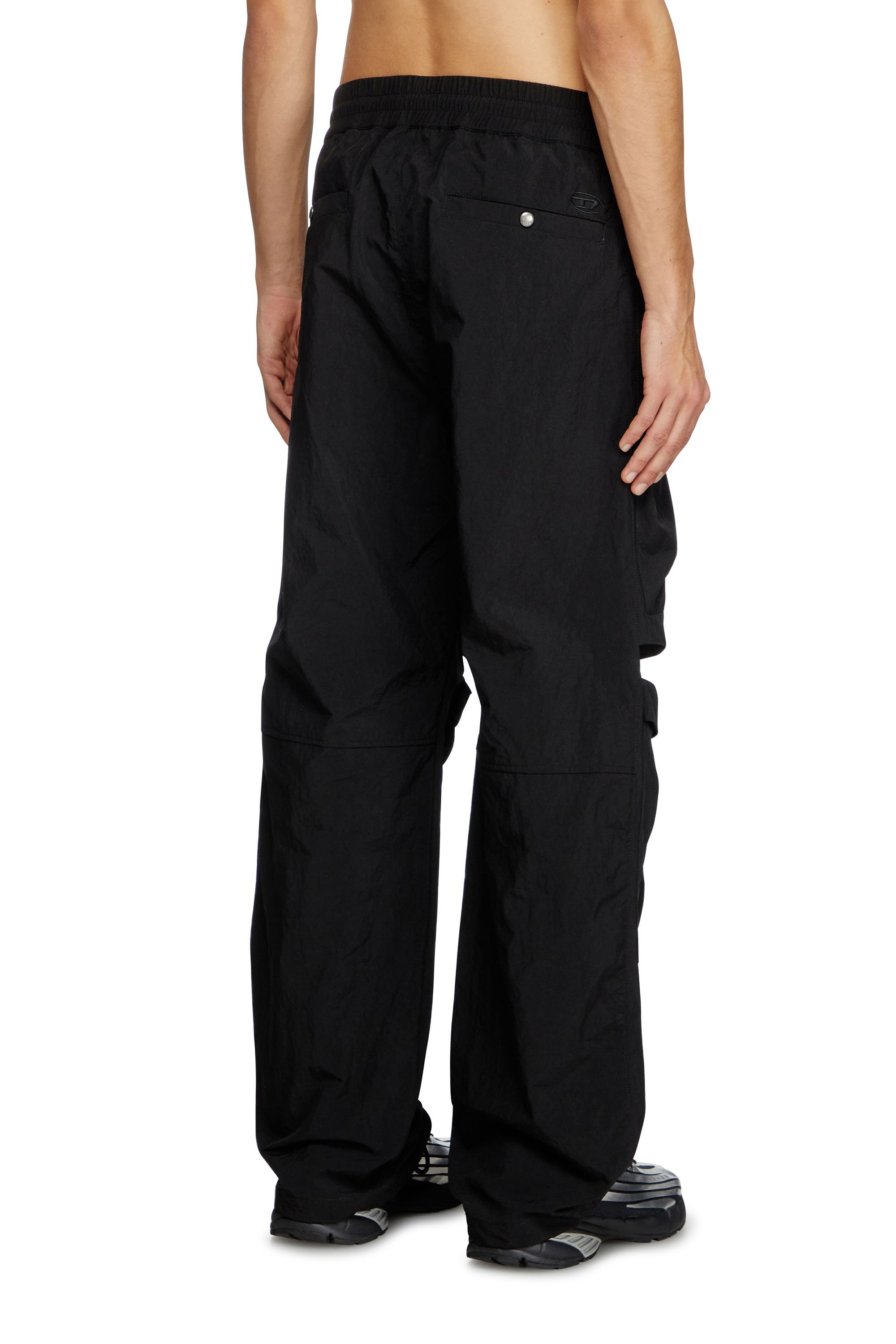 Diesel - P-DANZEL, Man's Utility pants in overdyed nylon in Black - 4