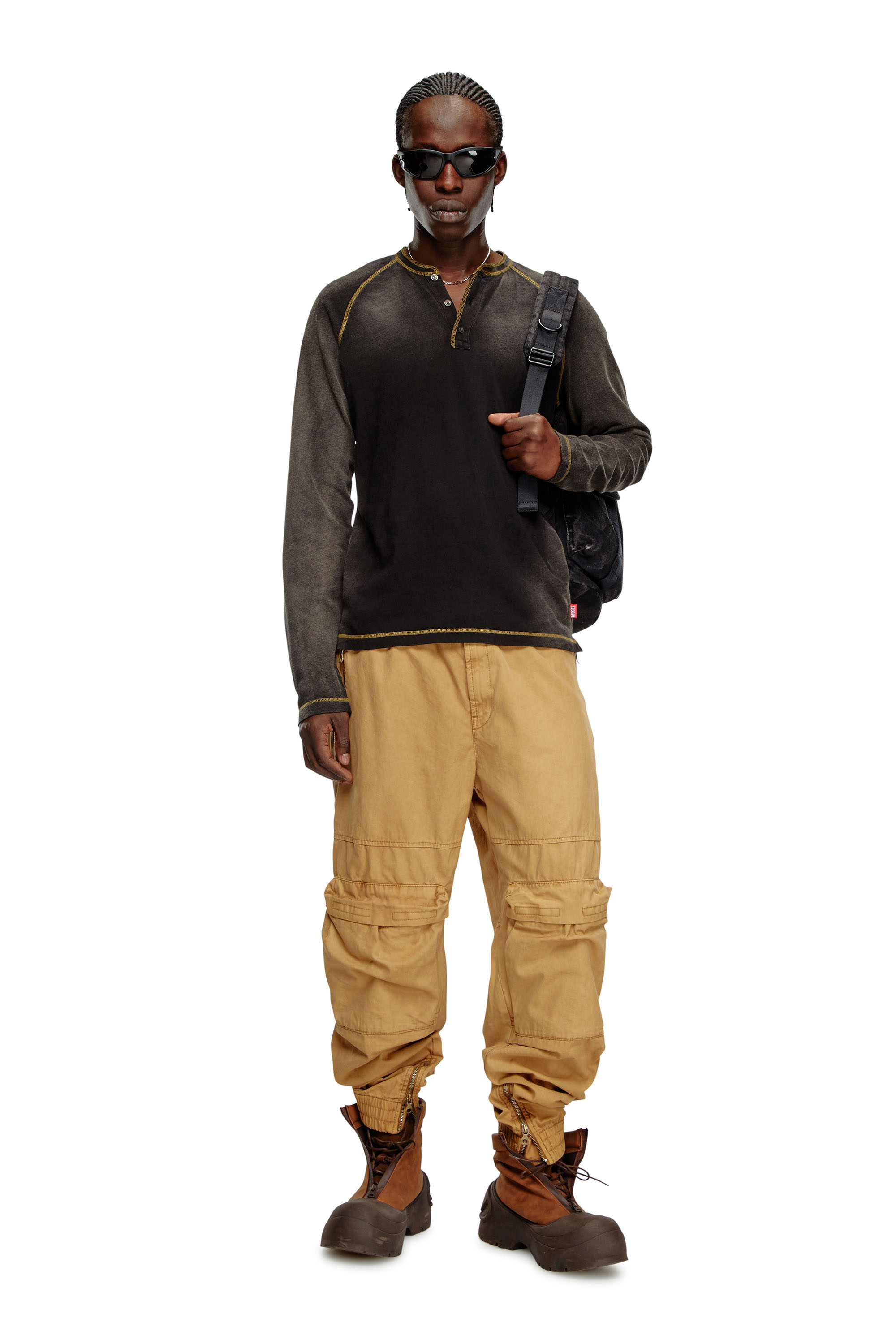 Diesel - P-BEECK, Man's Cargo pants in faded organic cotton in Light Brown - 2