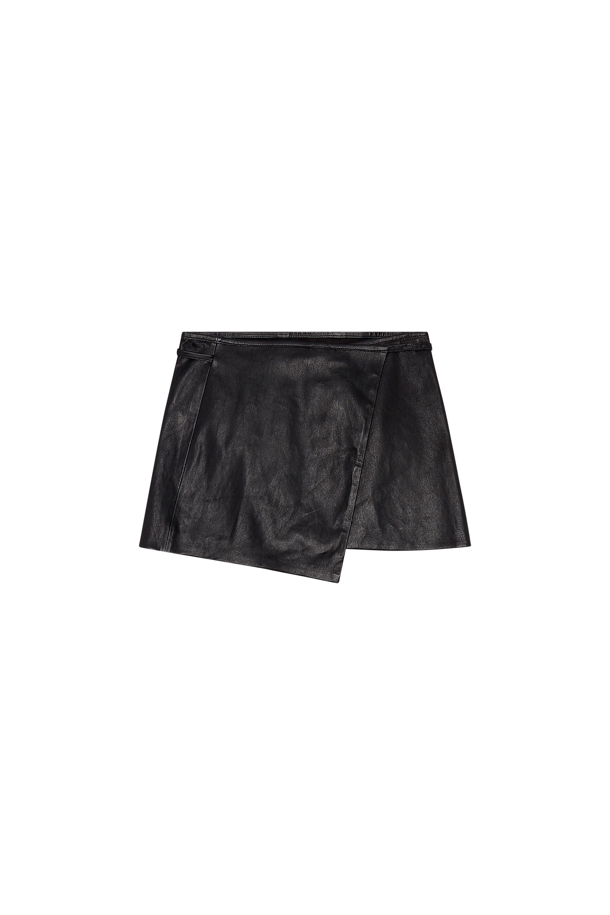 Diesel - L-KESSELLE, Woman Wrap mini skirt in stretch leather in Black - Image 3