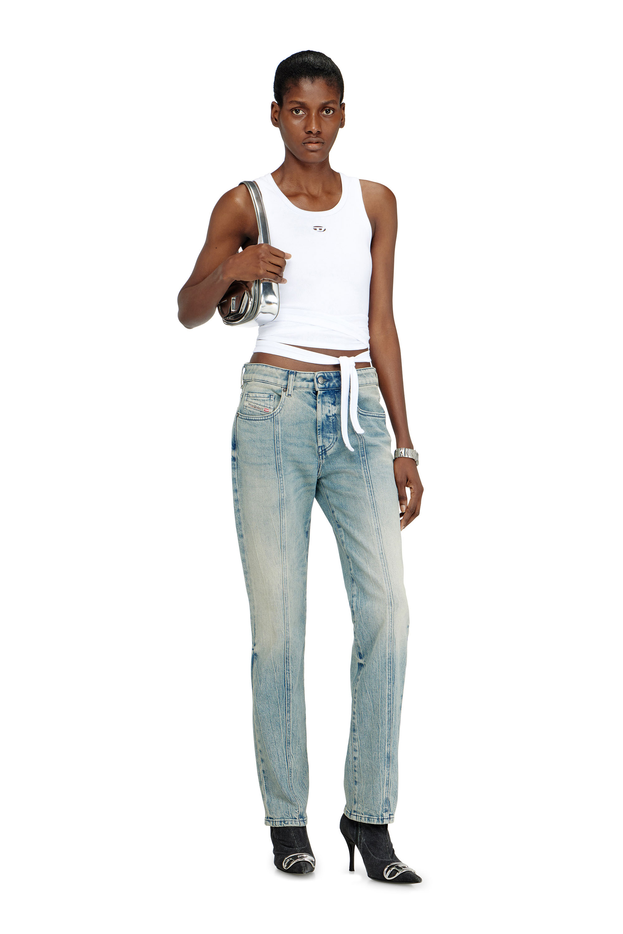 Diesel - 1DR, Woman's 1DR-Iconic shoulder bag in mirrored leather in Silver - 1