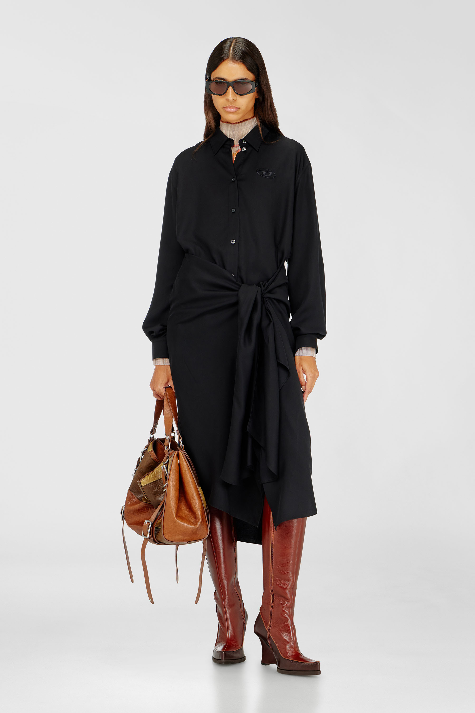 Diesel - D-LUCETTE-90-KB W, Woman's D-Lucette-Knee-high boots in leather in Brown - 2