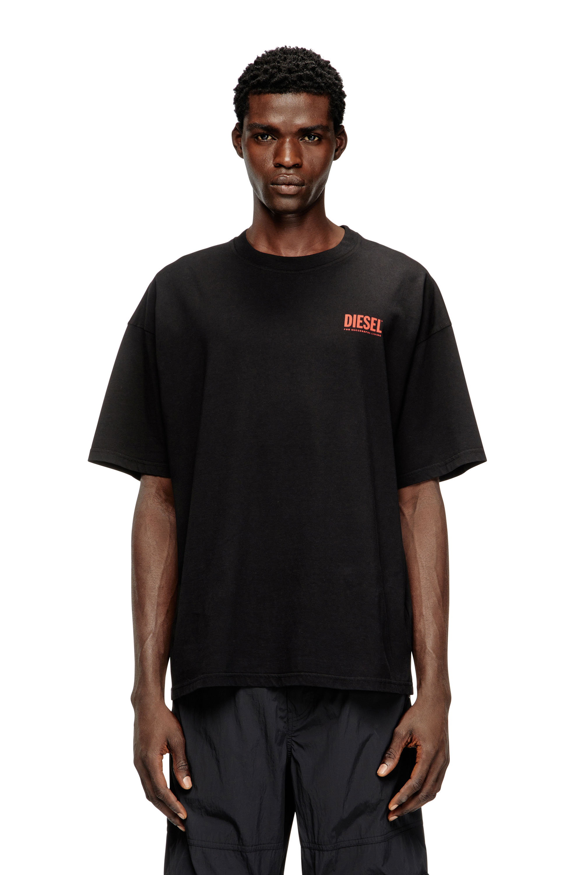 Diesel - T-BOXT-BISK, Man's Cotton T-shirt with Diesel Biscotto print in Black - 3