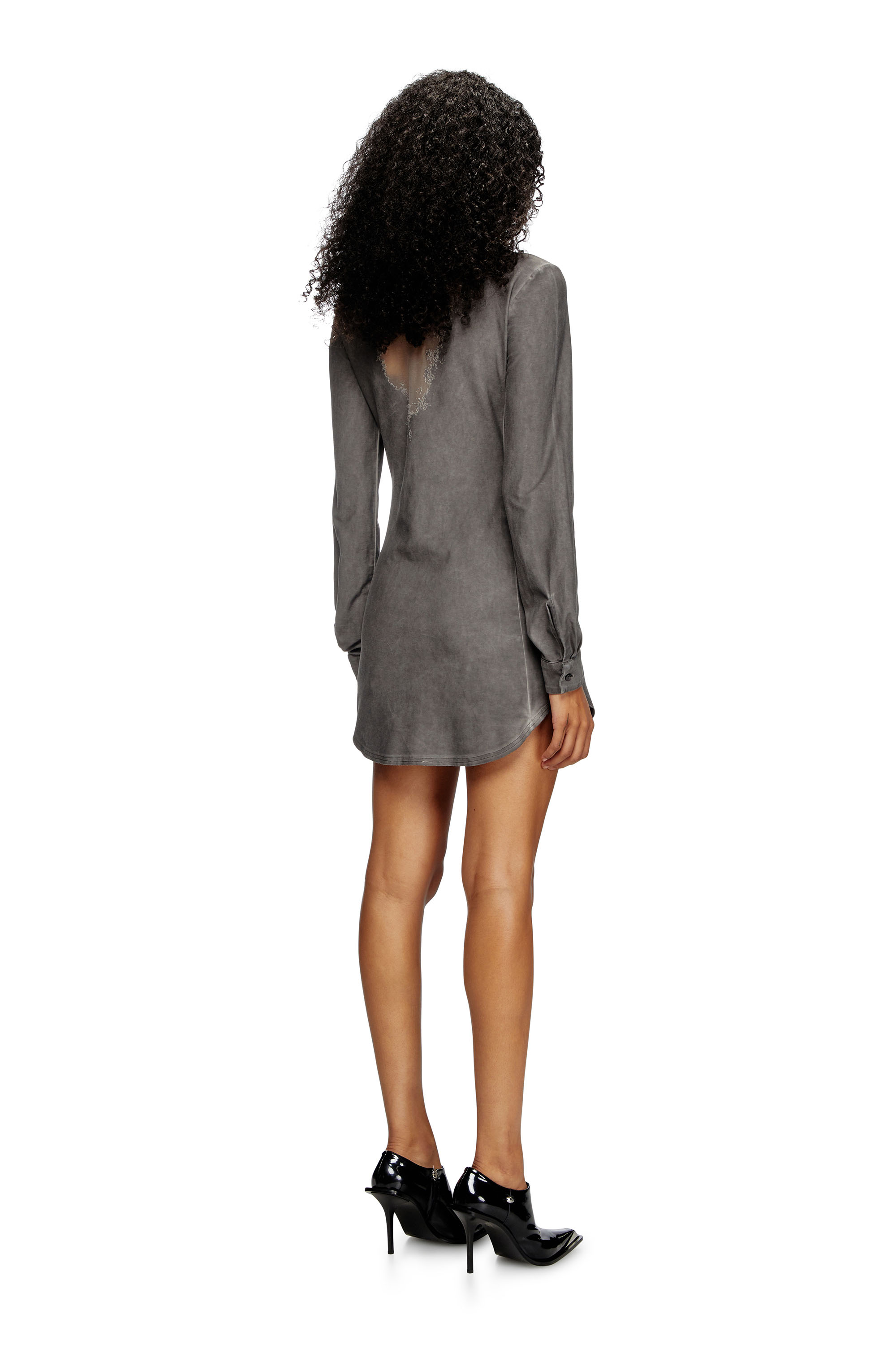 Diesel - D-GISELD-P1, Woman's Shirt dress with devoré sweat stains in Grey - 2