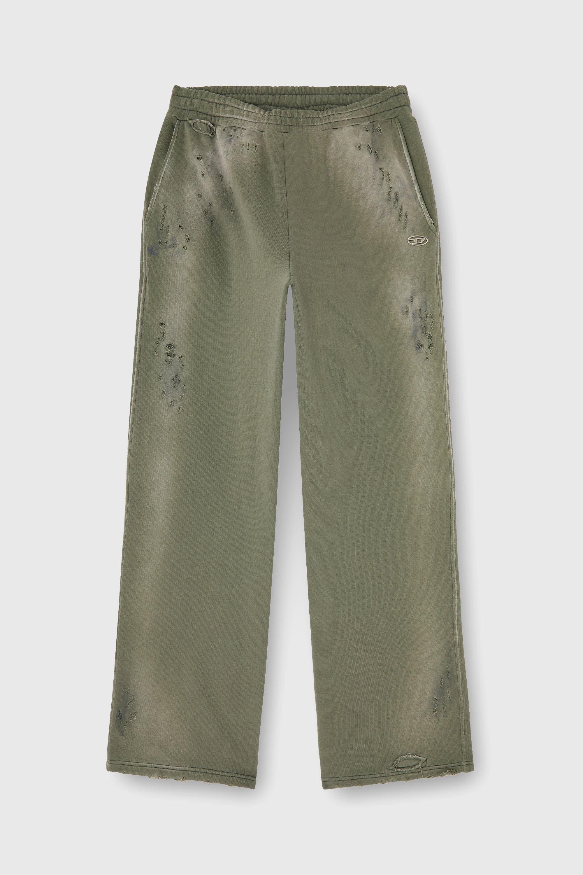 Diesel - P-KEITH, Man's Cotton sweatpants with destroyed effect in Military Green - 2