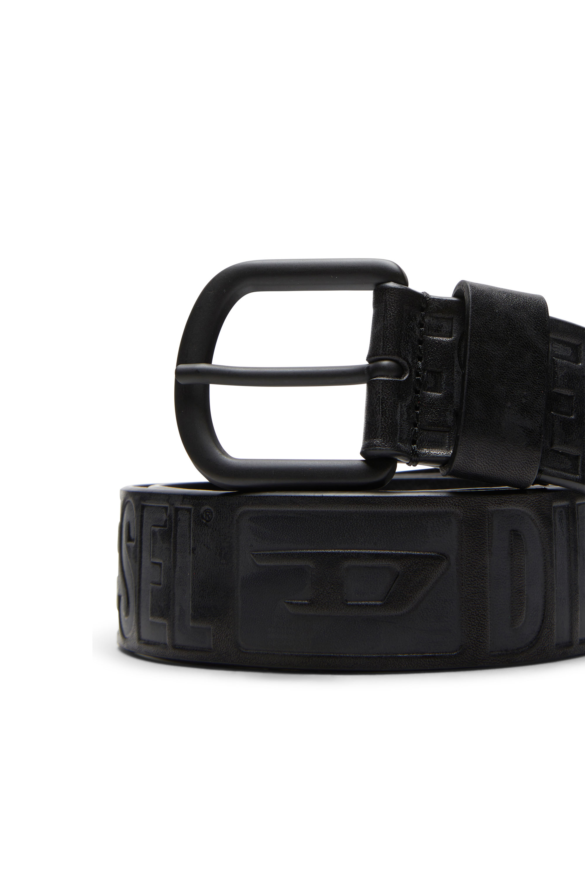 Diesel - B-ARCHIVE II, Man's Belt in logo-debossed leather in Black - 3