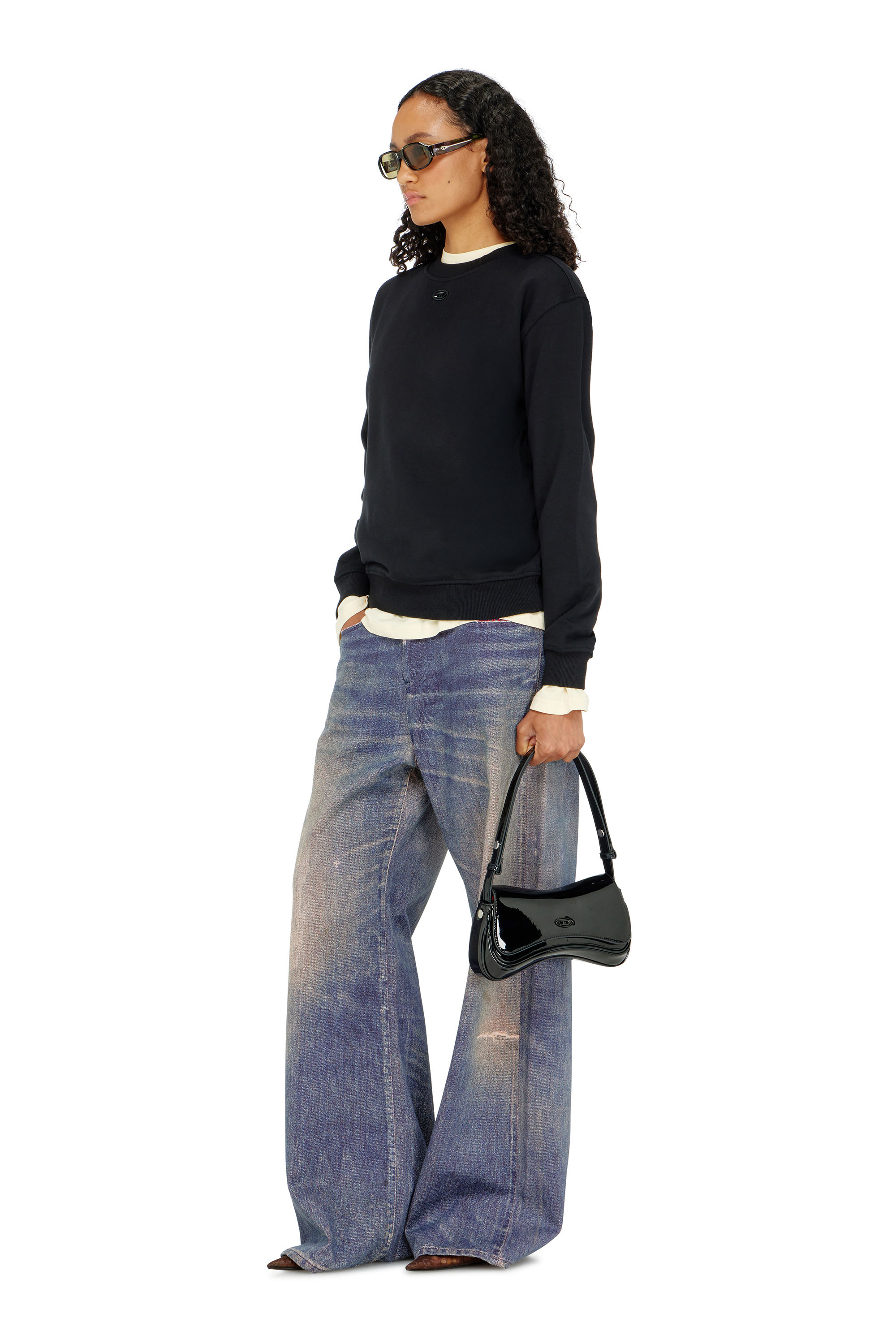 Diesel - F-NORMY-OD, Woman's Cotton sweatshirt with Oval D embroidery in Black - 1