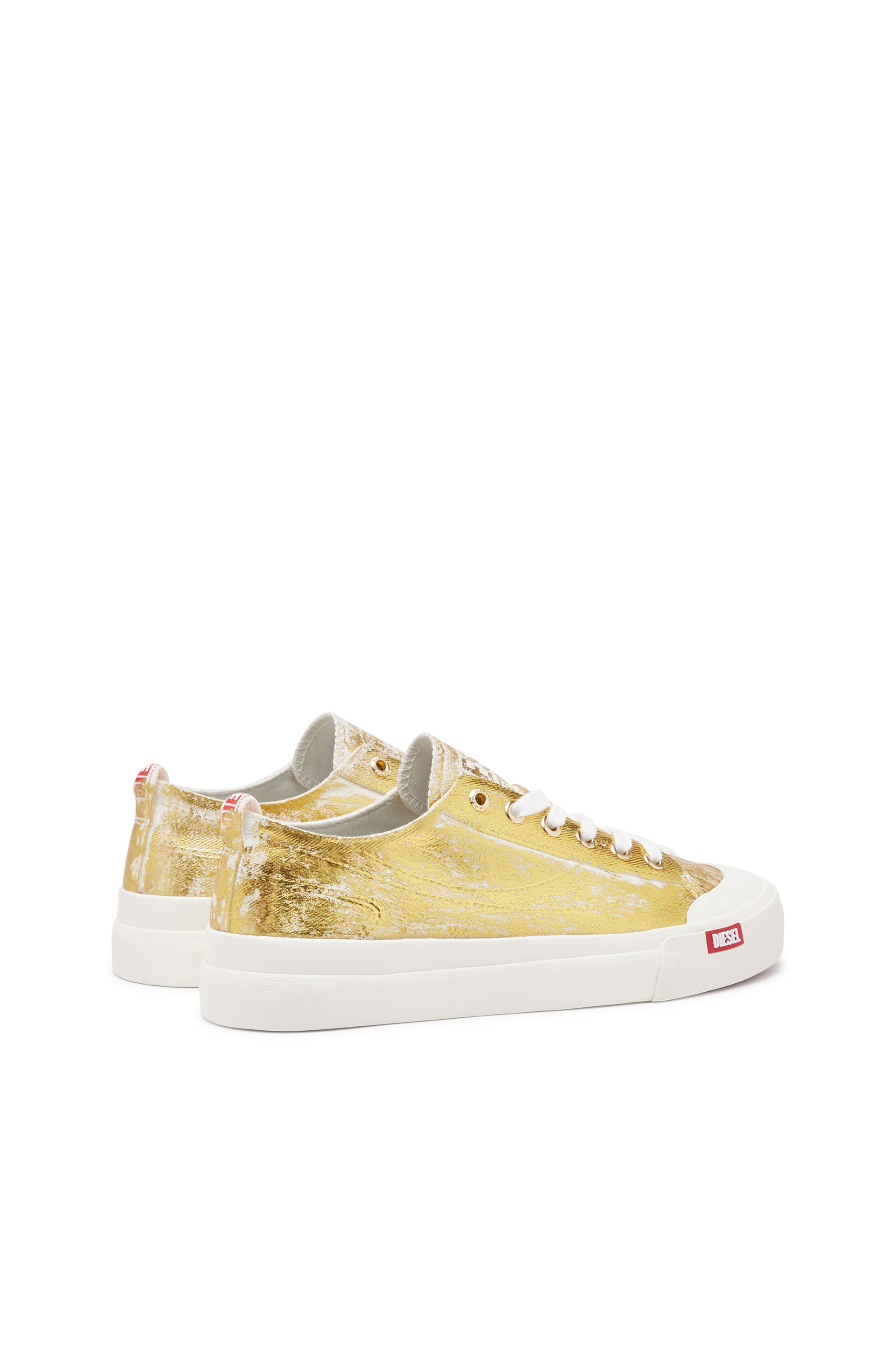 Diesel - S-ATHOS LOW W, Woman S-Athos Low-Distressed sneakers in metallic canvas in Oro - Image 3
