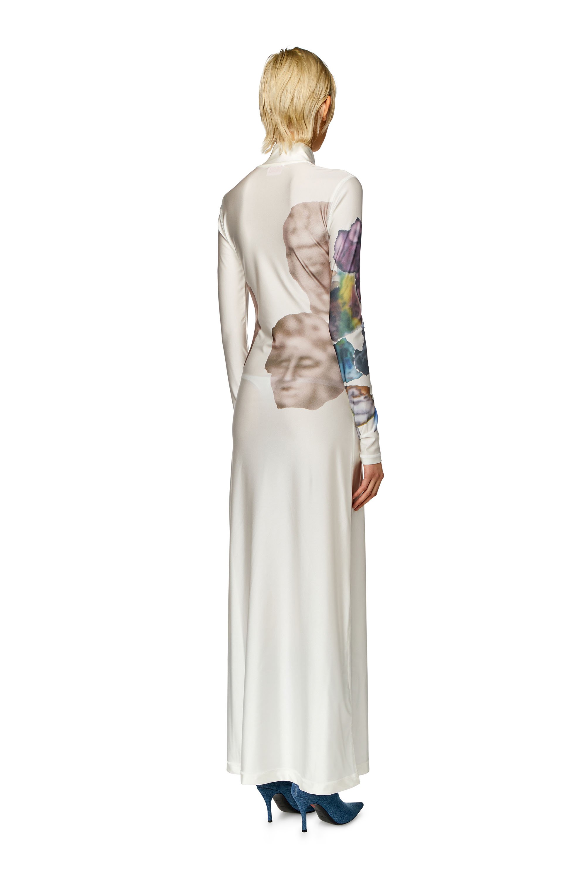 Diesel - D-ELEO, Woman Long turtleneck dress with graphic prints in White - Image 3
