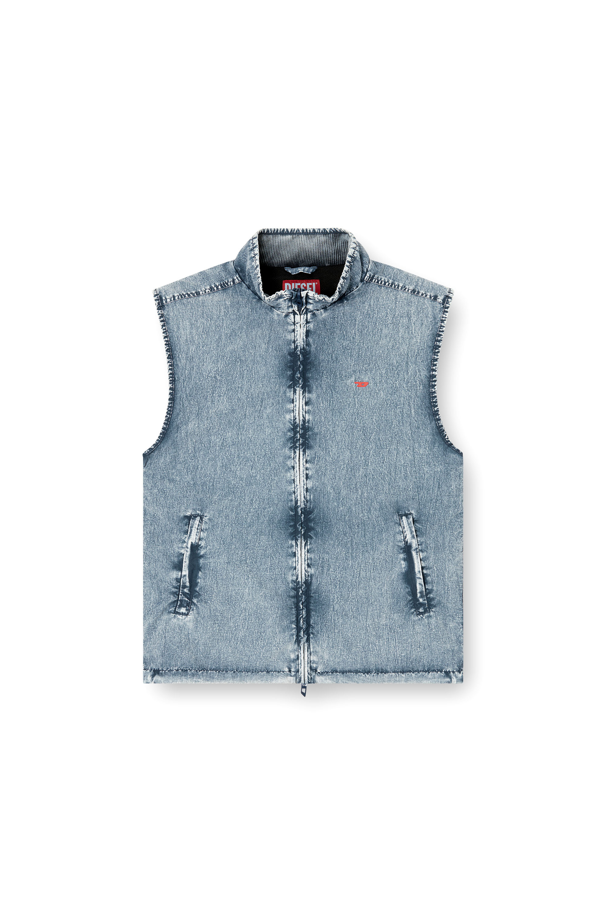 Diesel - J-ERB, Man's Vest in recycled nylon taslan in Medium blue - 2