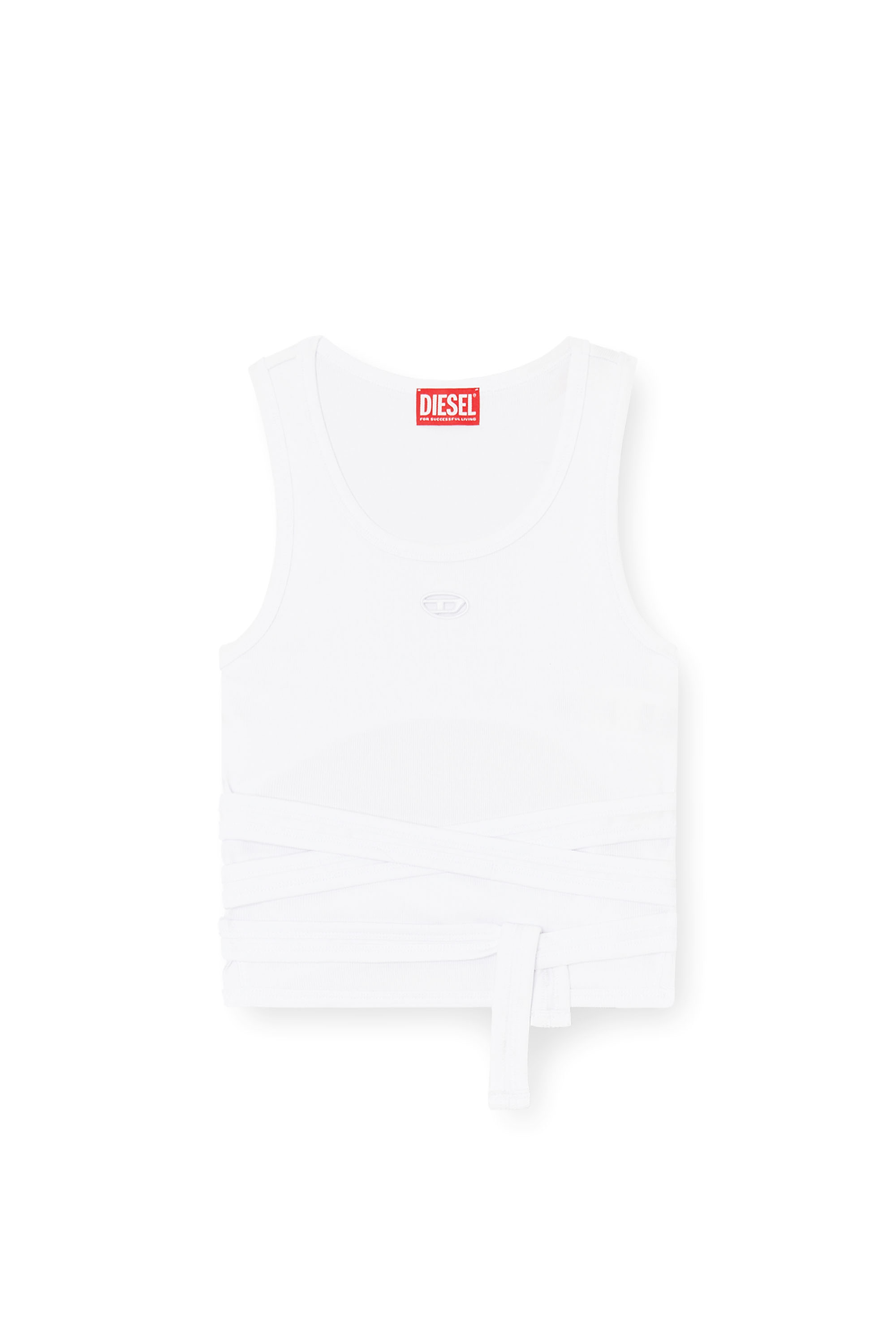 Diesel - T-ANKY-TAIL-S1, Woman's Crop top with wrap-around laces in White - 2