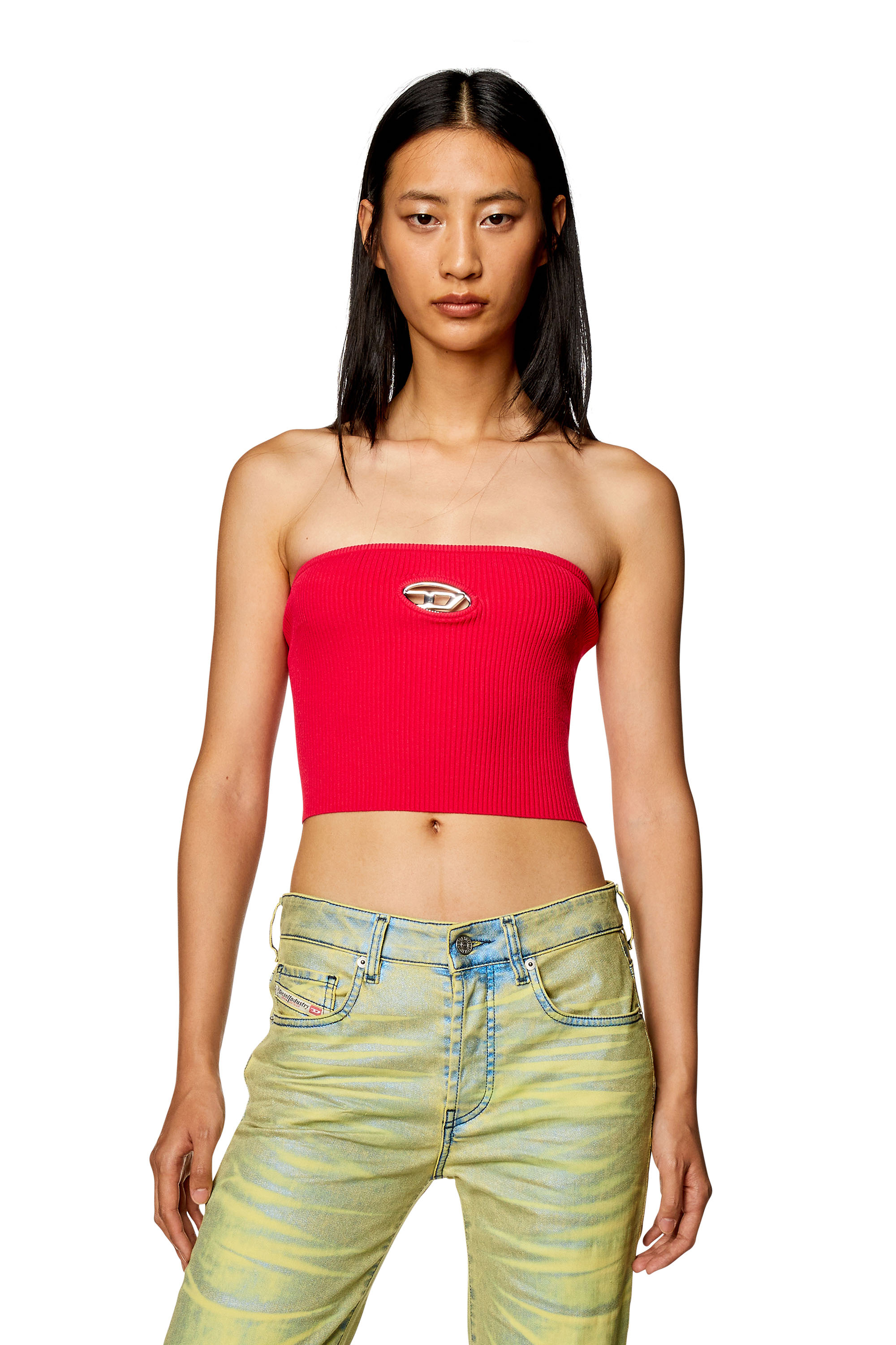 Diesel - M-CLARKSVILLEX, Woman Tube top with logo plaque in Pink - Image 1