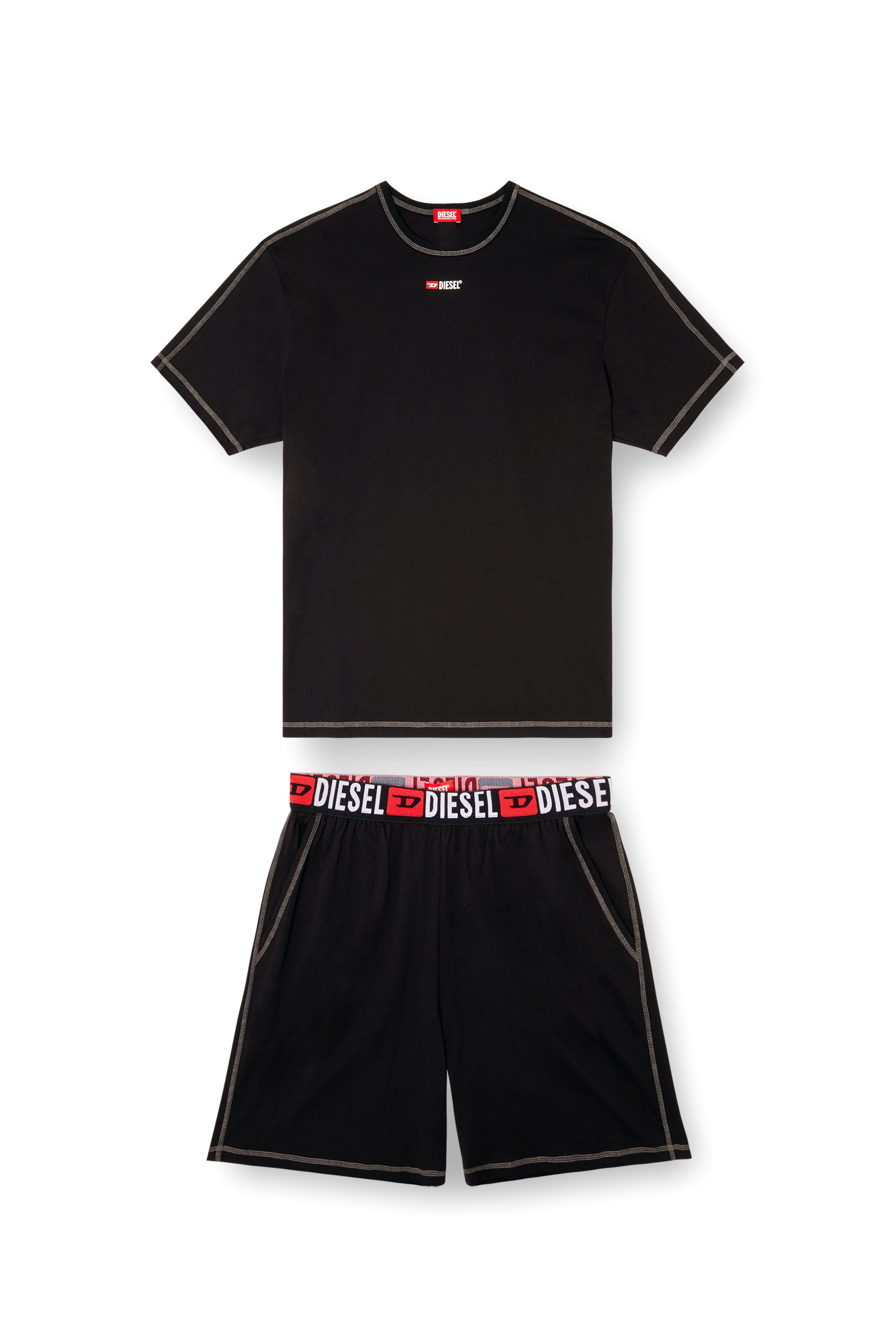 Diesel - SET-ADAM-D-CORE, Man's Short pyjamas in cotton jersey in Black - 2