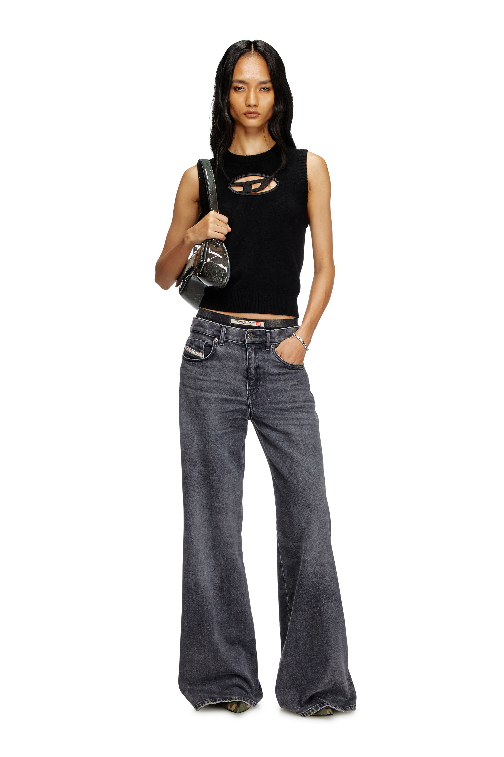 Flare Jeans 1978 D-Akemi 0CLBG, Black/Dark grey Diesel - Woman's Flare Jeans 1978 D-Akemi 0CLBG, Black/Dark grey - 1