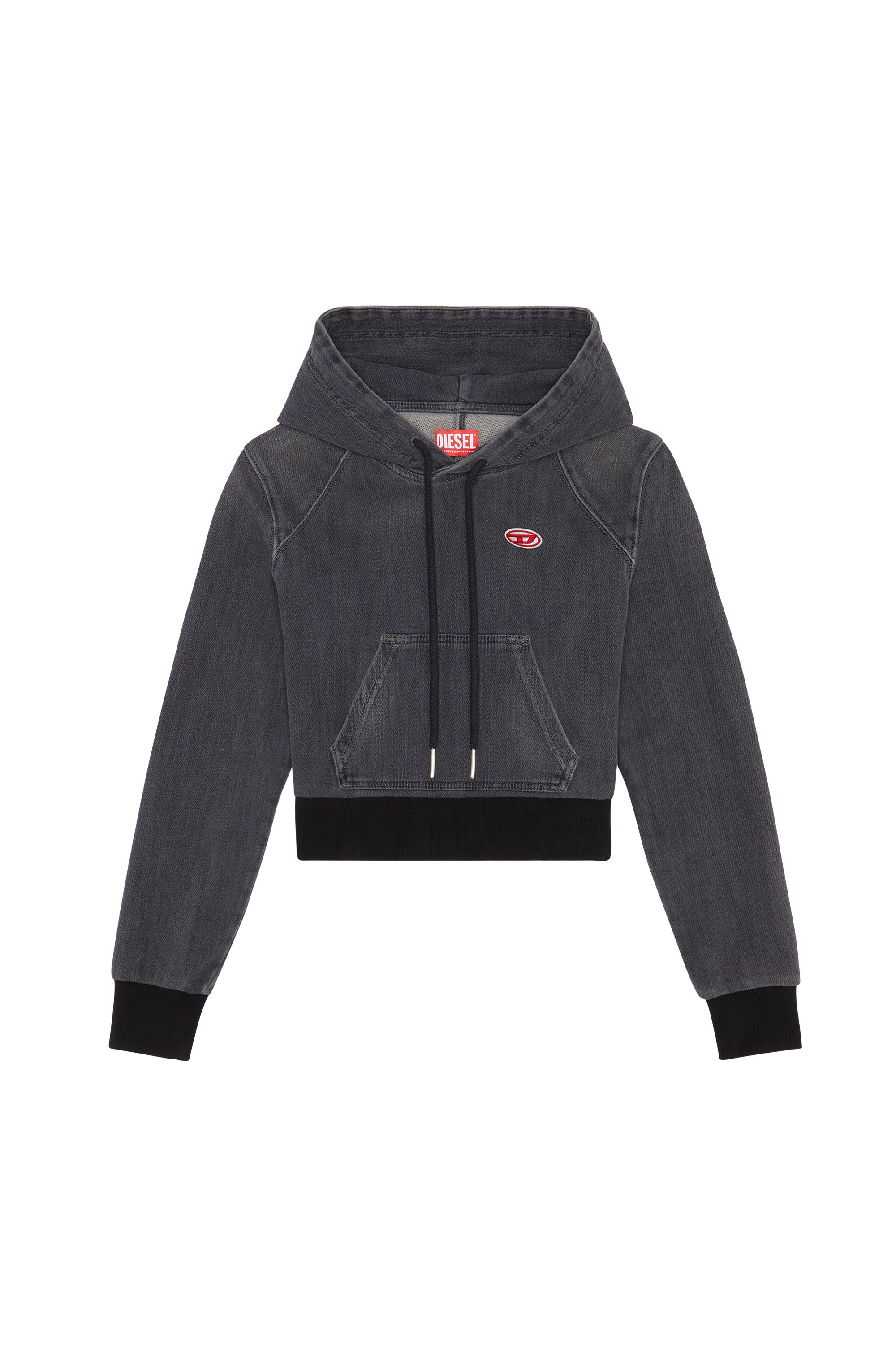 Diesel - D-ANGY TRACK DENIM HOODIE, Black/Dark grey - Image 6