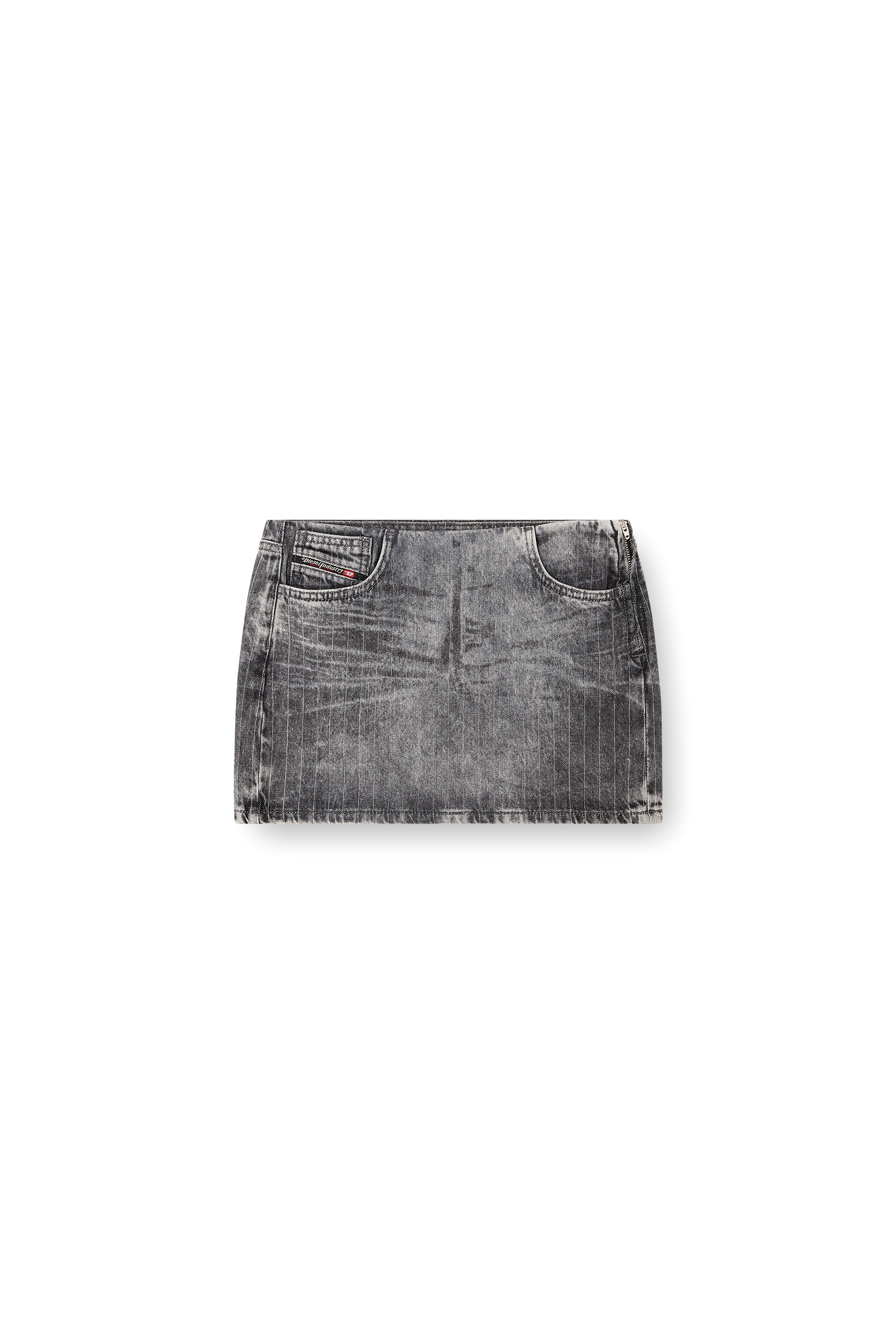 Diesel - DE-PRA-MINI-S3, Woman's Miniskirt in tailoring pinstripe denim in Grey - 2