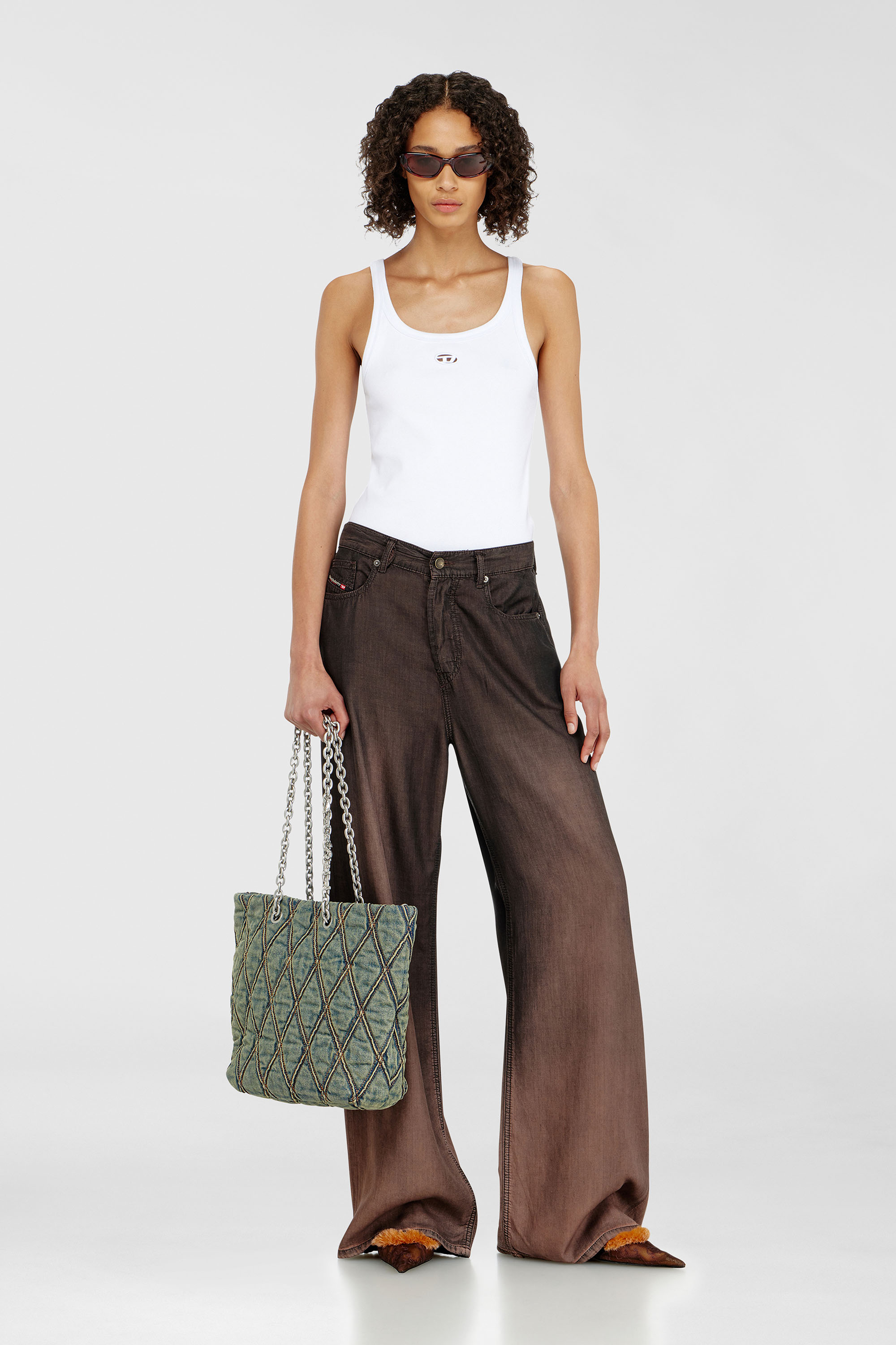 Diesel - T-WIFE-OD, Woman's Slim tank top with laser-cut Oval D in White - 2