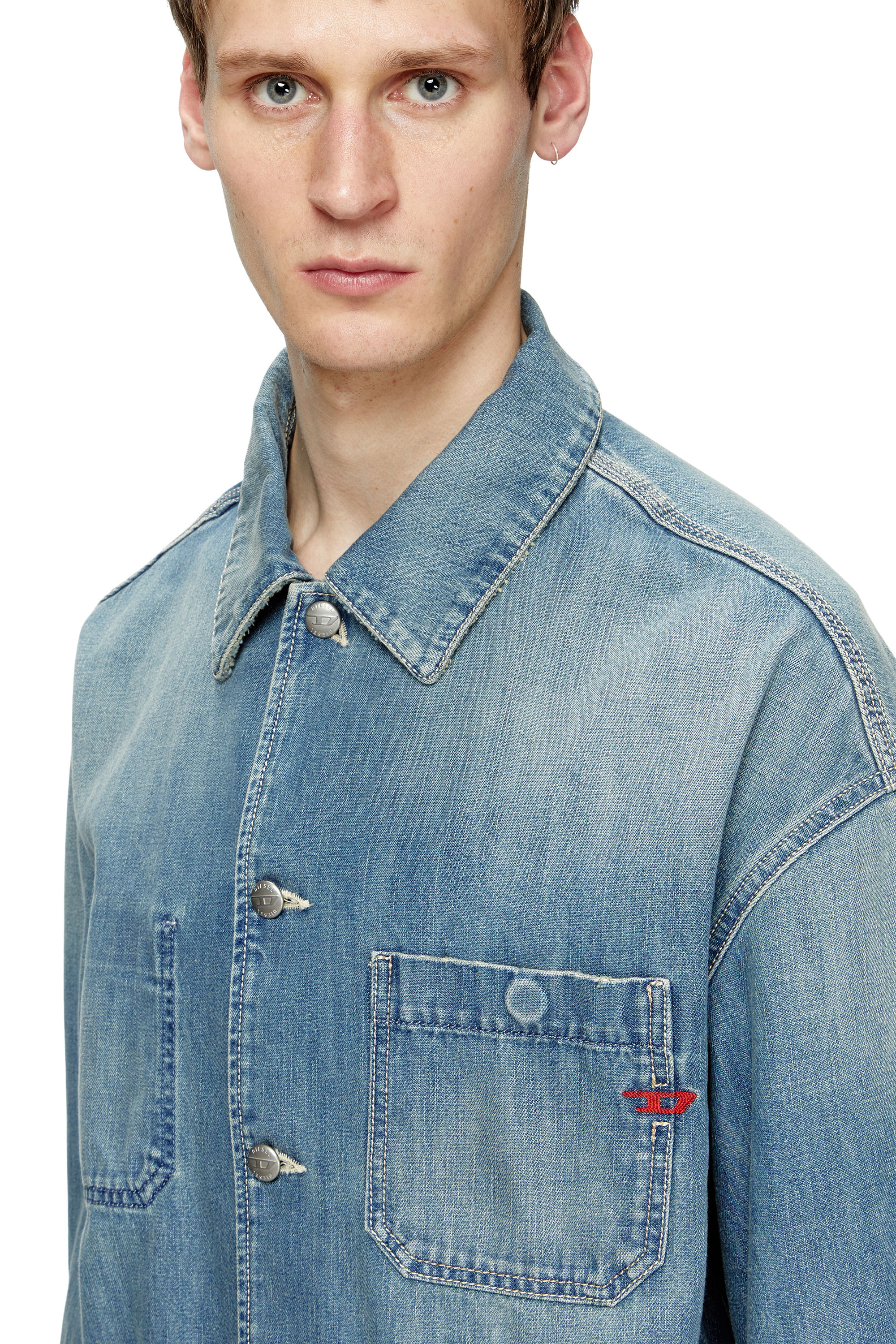 Diesel - D-STACK-U, Unisex's Utility-style denim jacket in Medium blue - 5