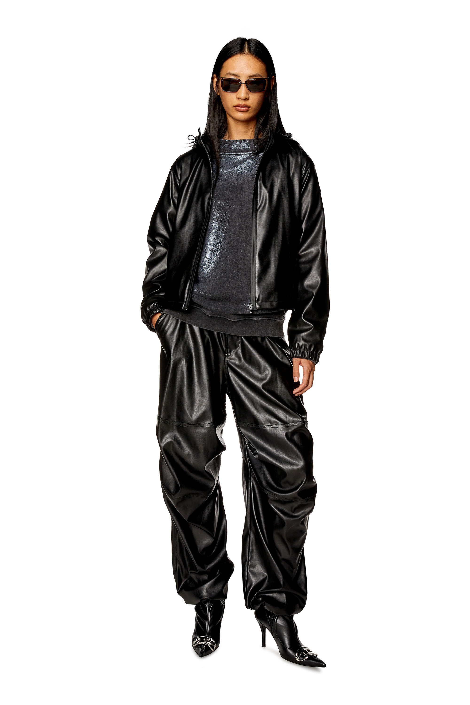 Diesel - G-BONNY-N1, Woman Hooded jacket in coated fabric in Black - Image 2