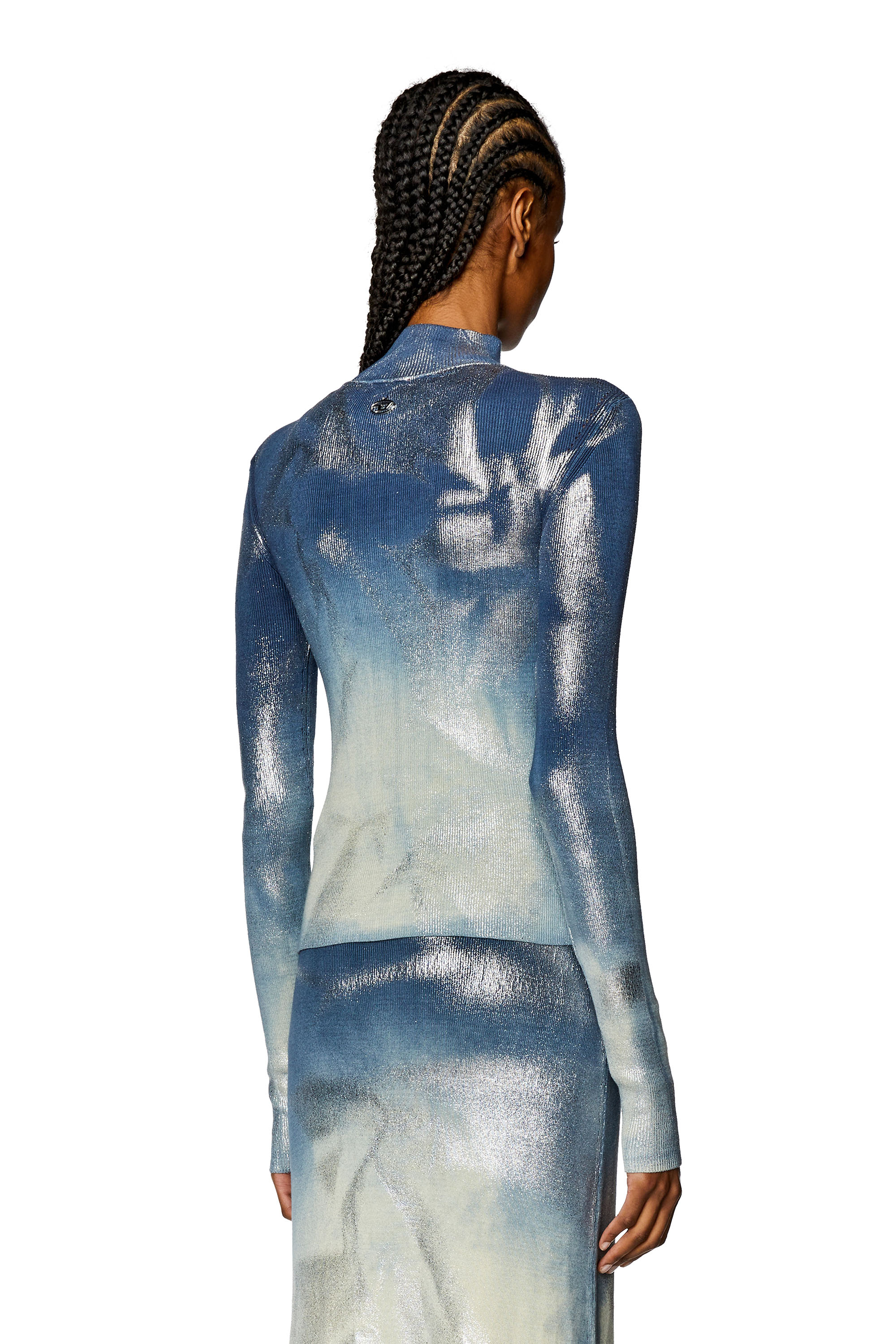 Diesel - M-ILEEN, Woman Knit top with metallic effects in Blue - Image 4